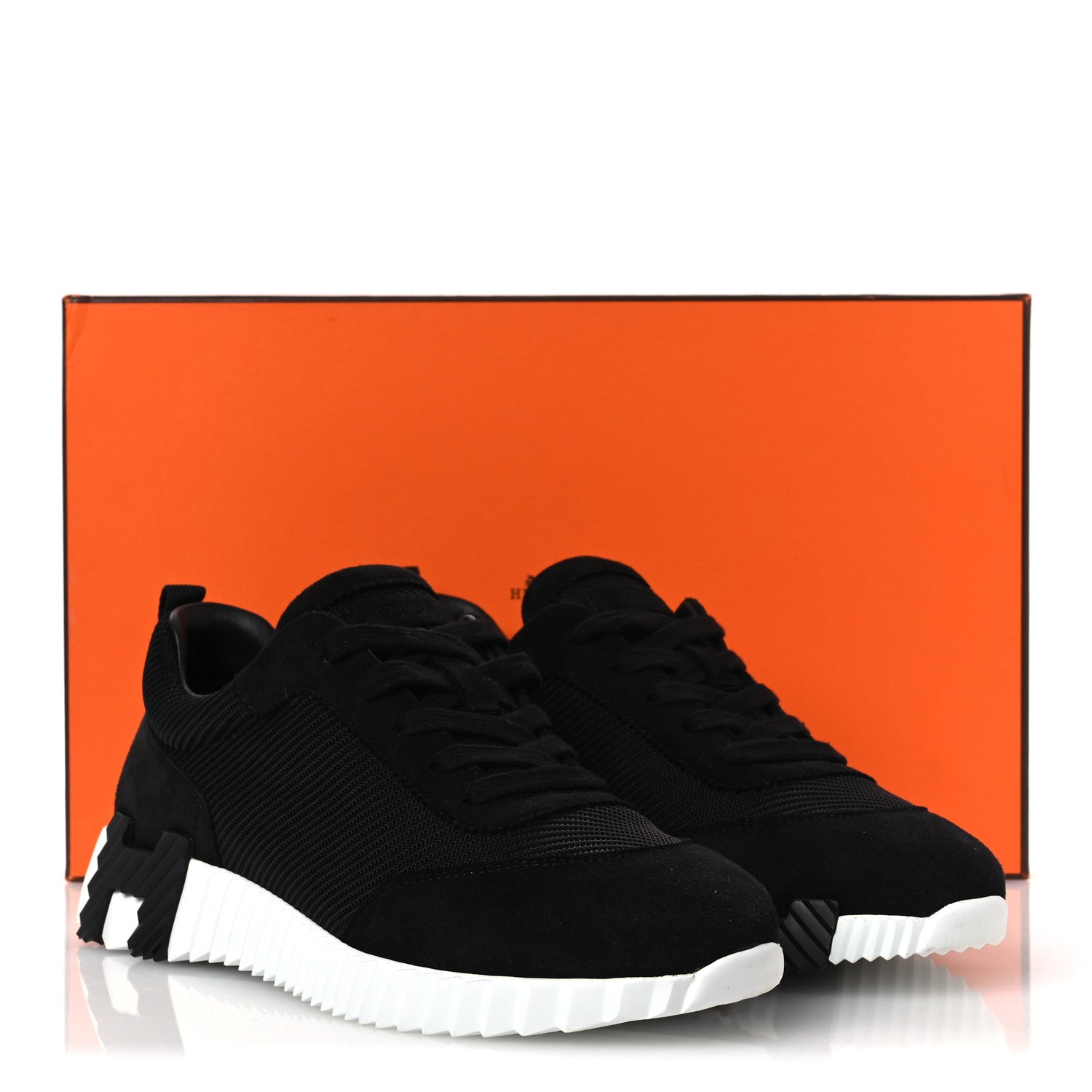 Textured Mesh Suede Goatskin Bouncing Sneakers 40 Black