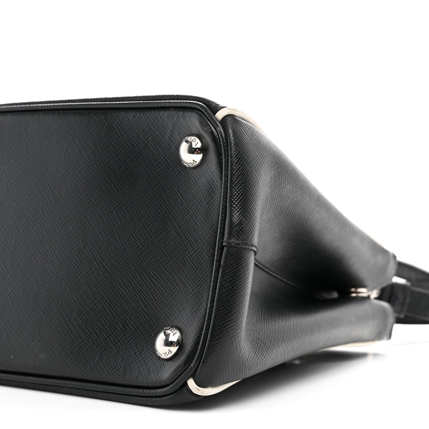 Saffiano Small Galleria Double Zip Tote Black Talco