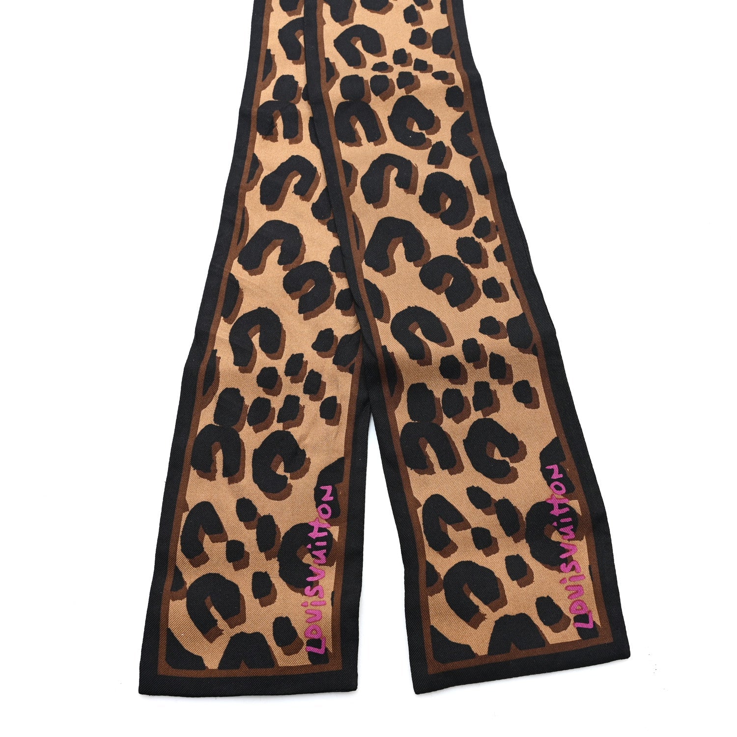 Silk Leopard Bandeau Scarf Marron