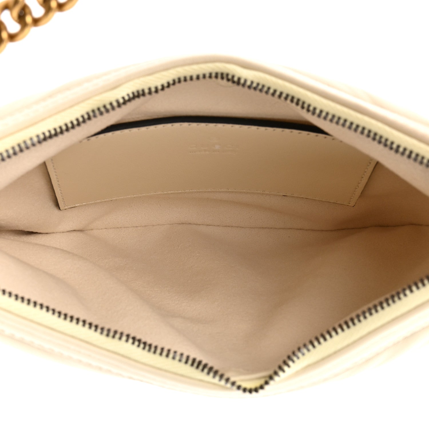 Calfskin Matelasse GG Marmont Half Moon Hobo White