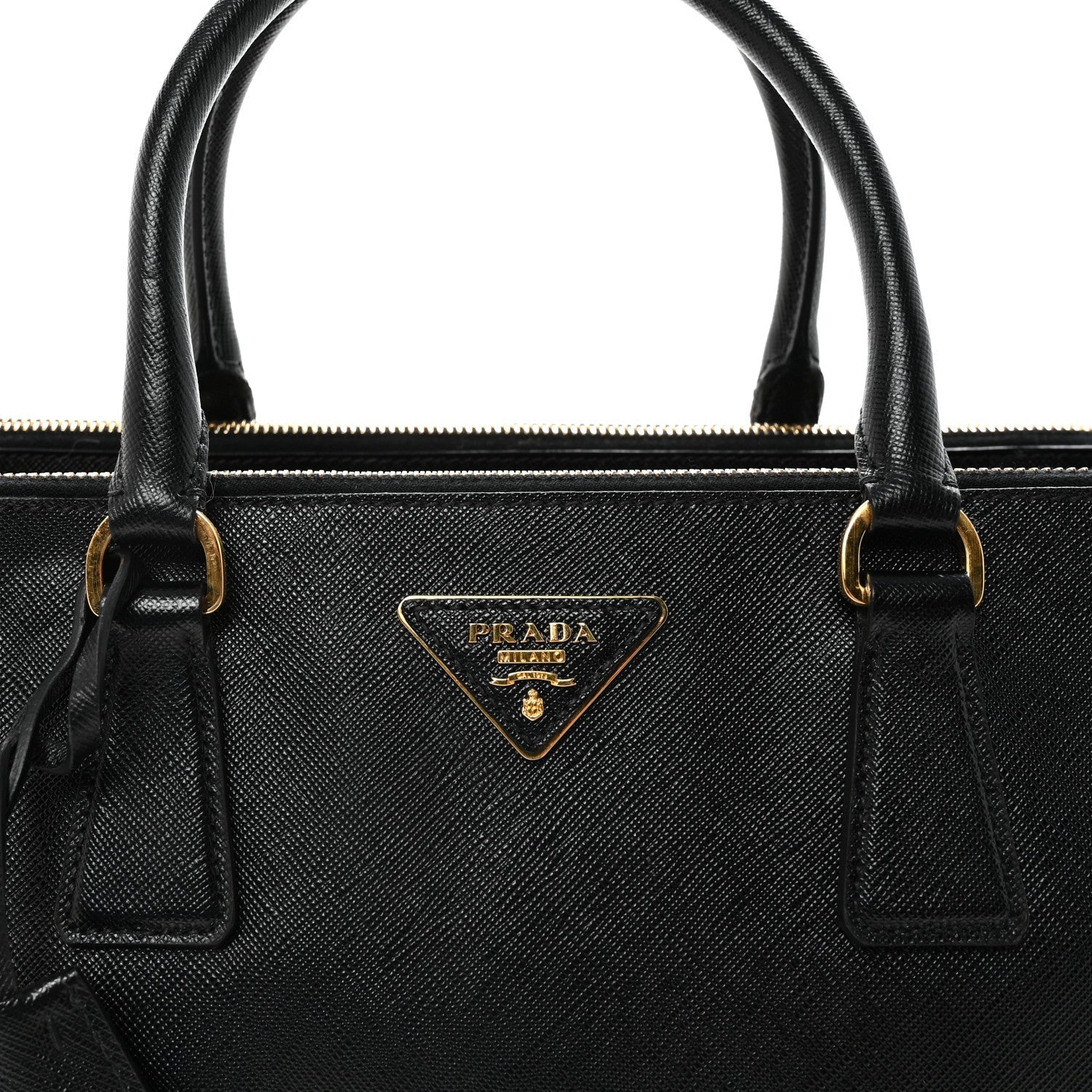 Saffiano Medium Galleria Double Zip Tote Black