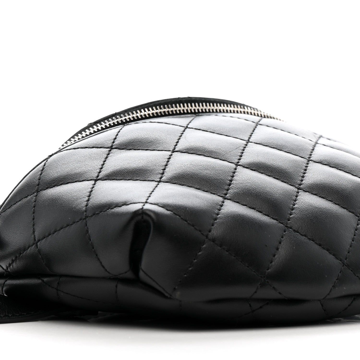 Lambskin Quilted Waist Belt Bag Black