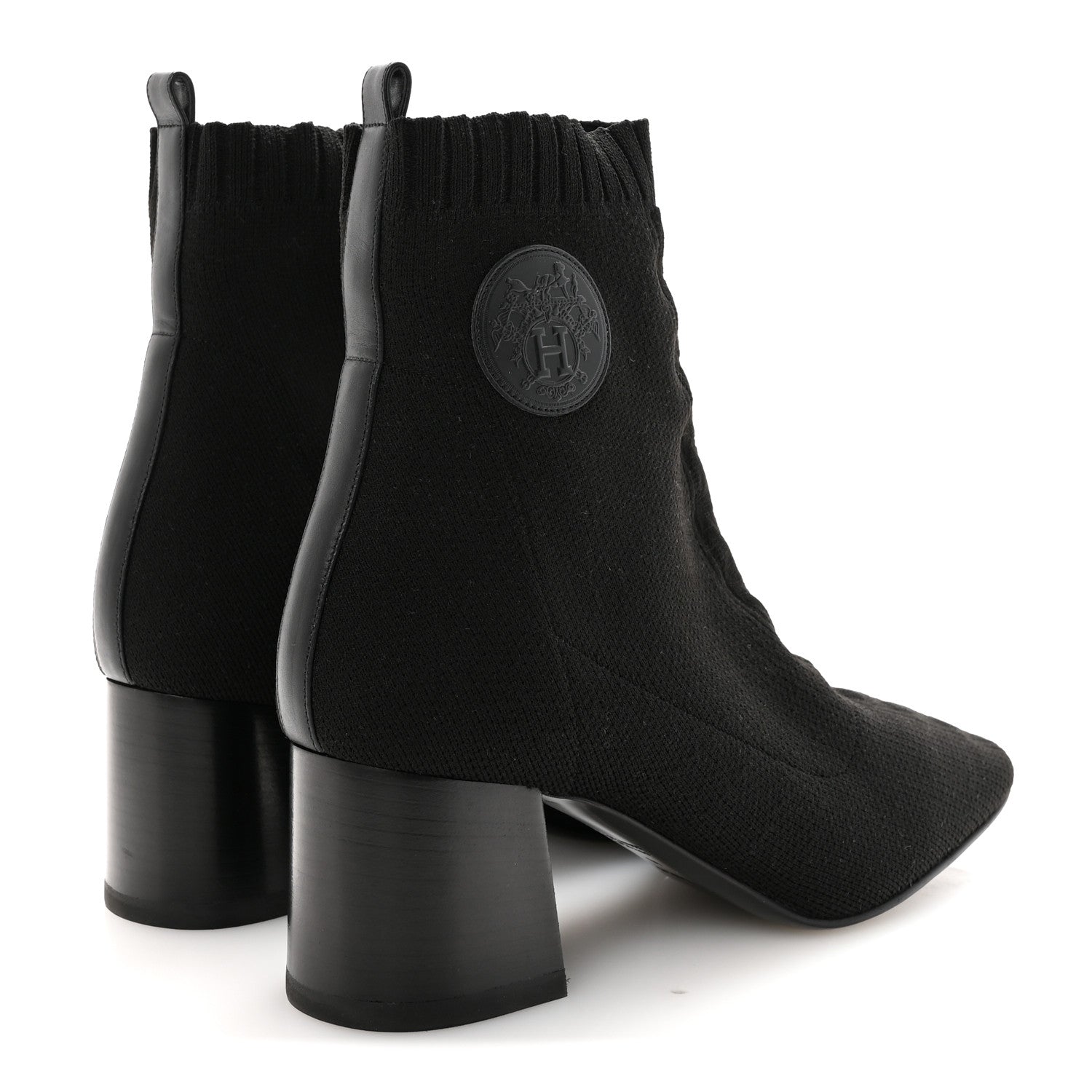 Knit Calfskin Volver 60 Ankle Boots 40 Black