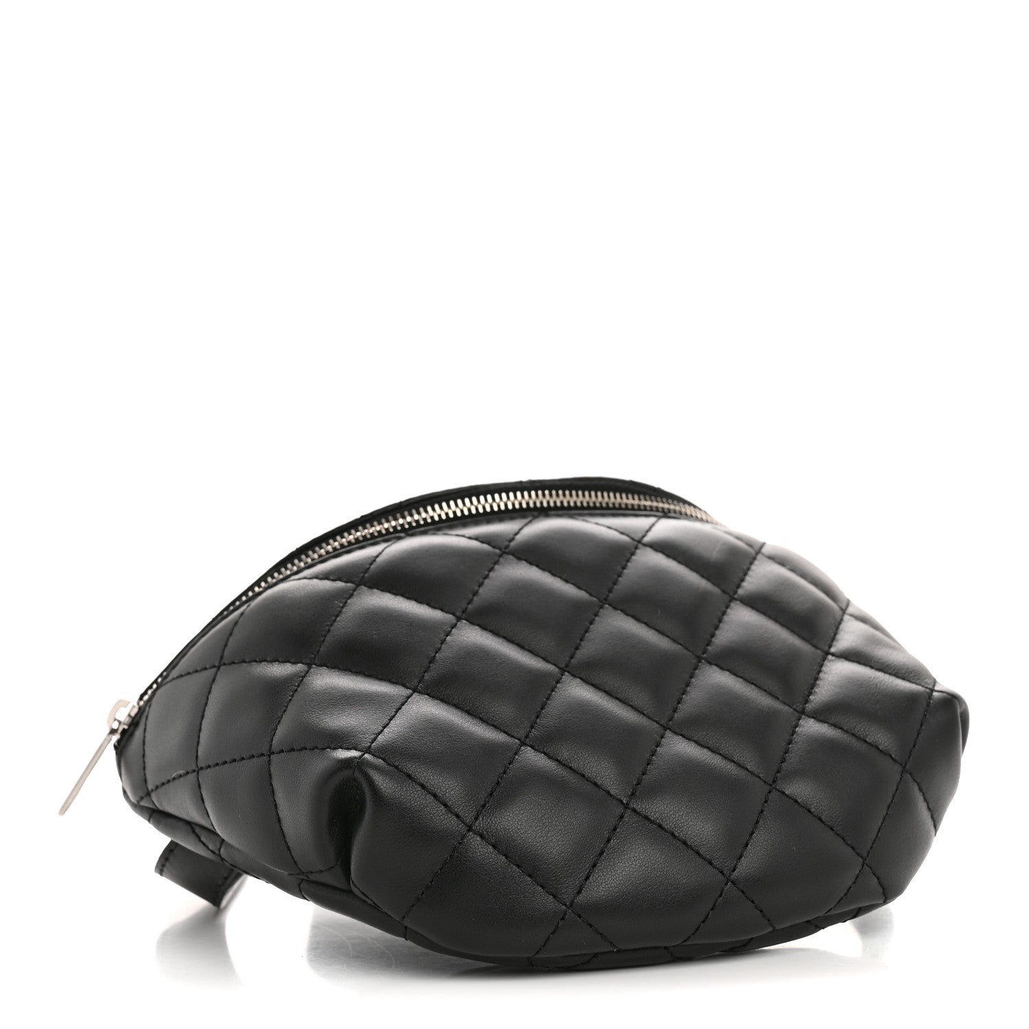 Calfskin Quilted Uniform Waist Belt Bag Black