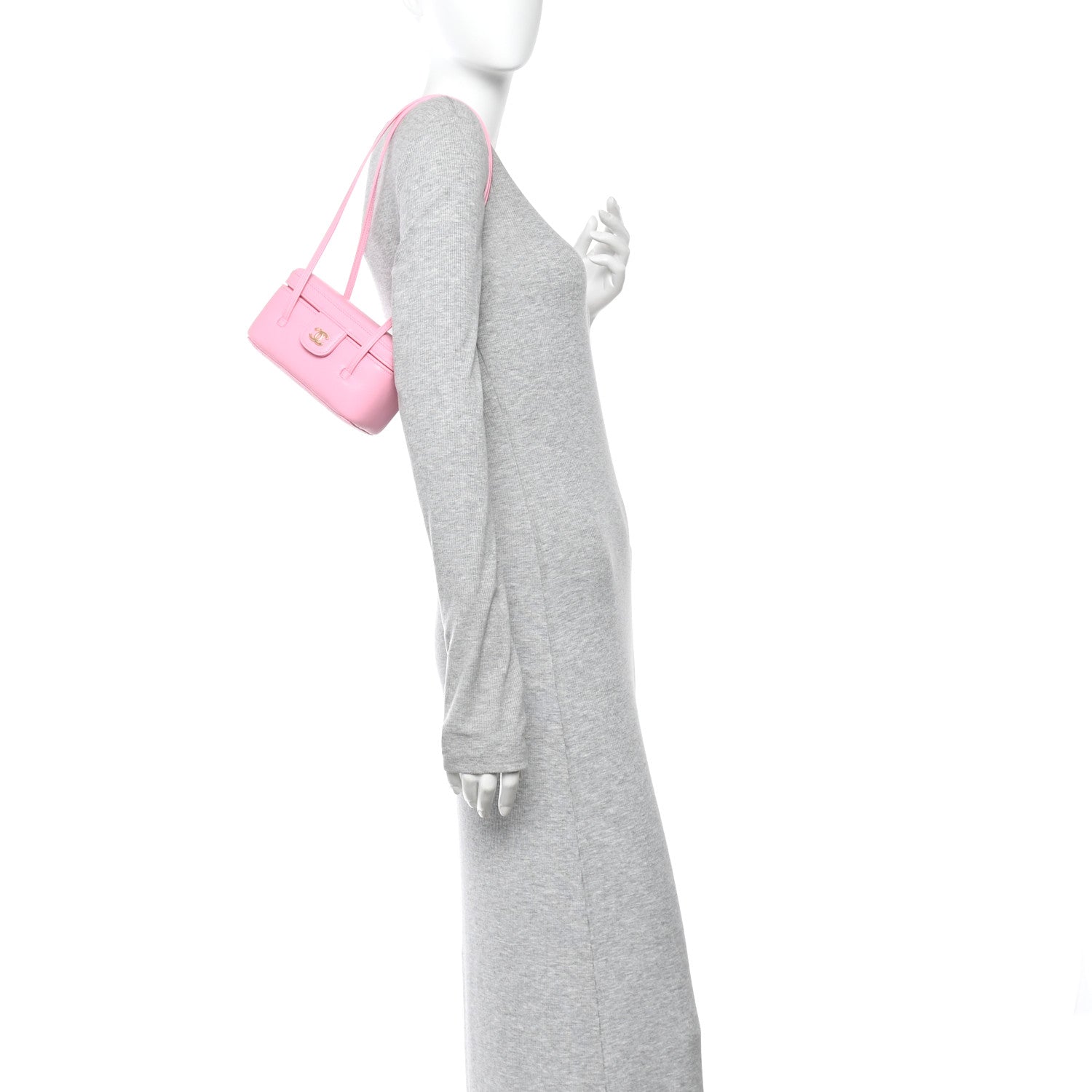 Shiny Caviar Preppy Coco Long Vanity With Strap Rose