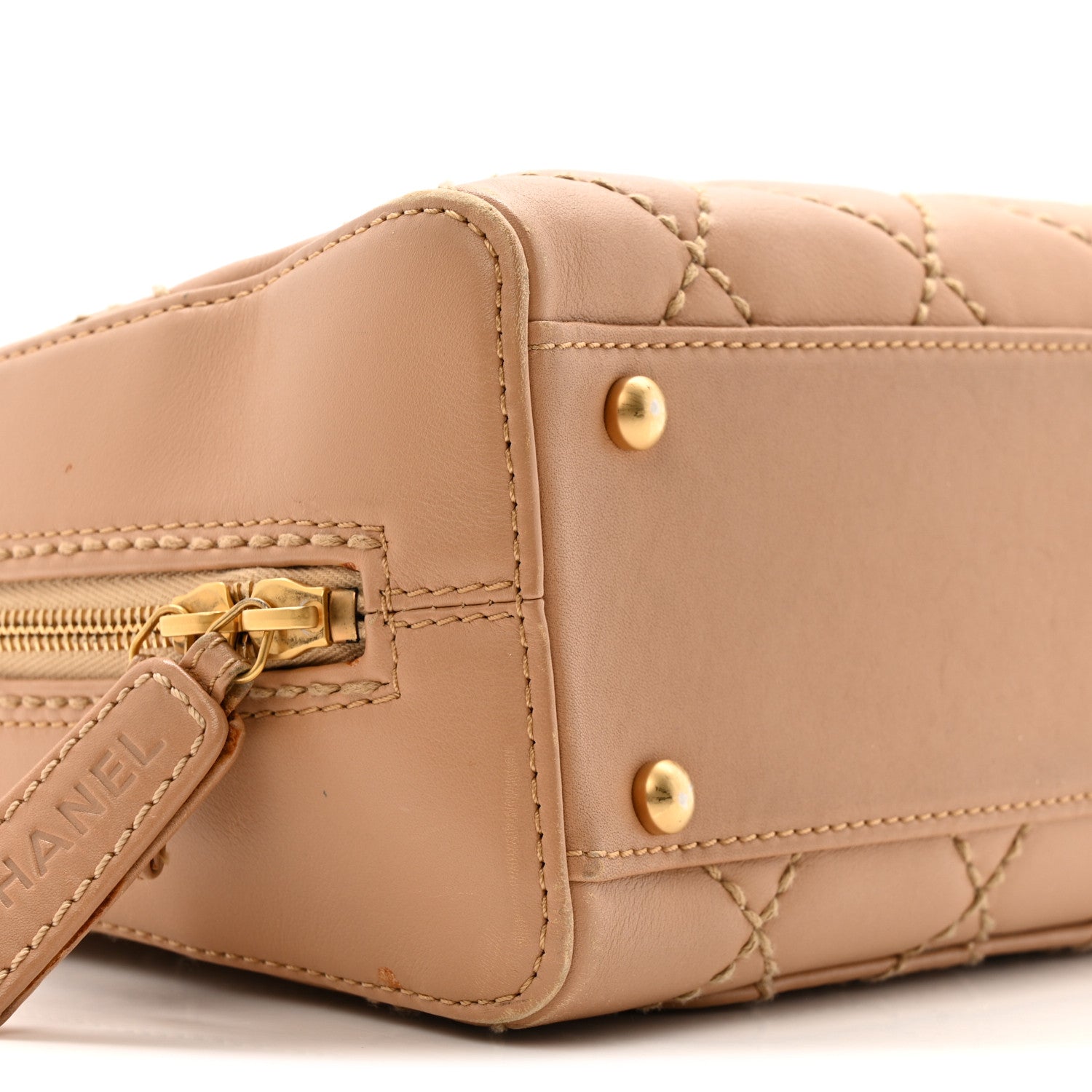 Calfskin Contrast Stitch Surpique Bowler Beige