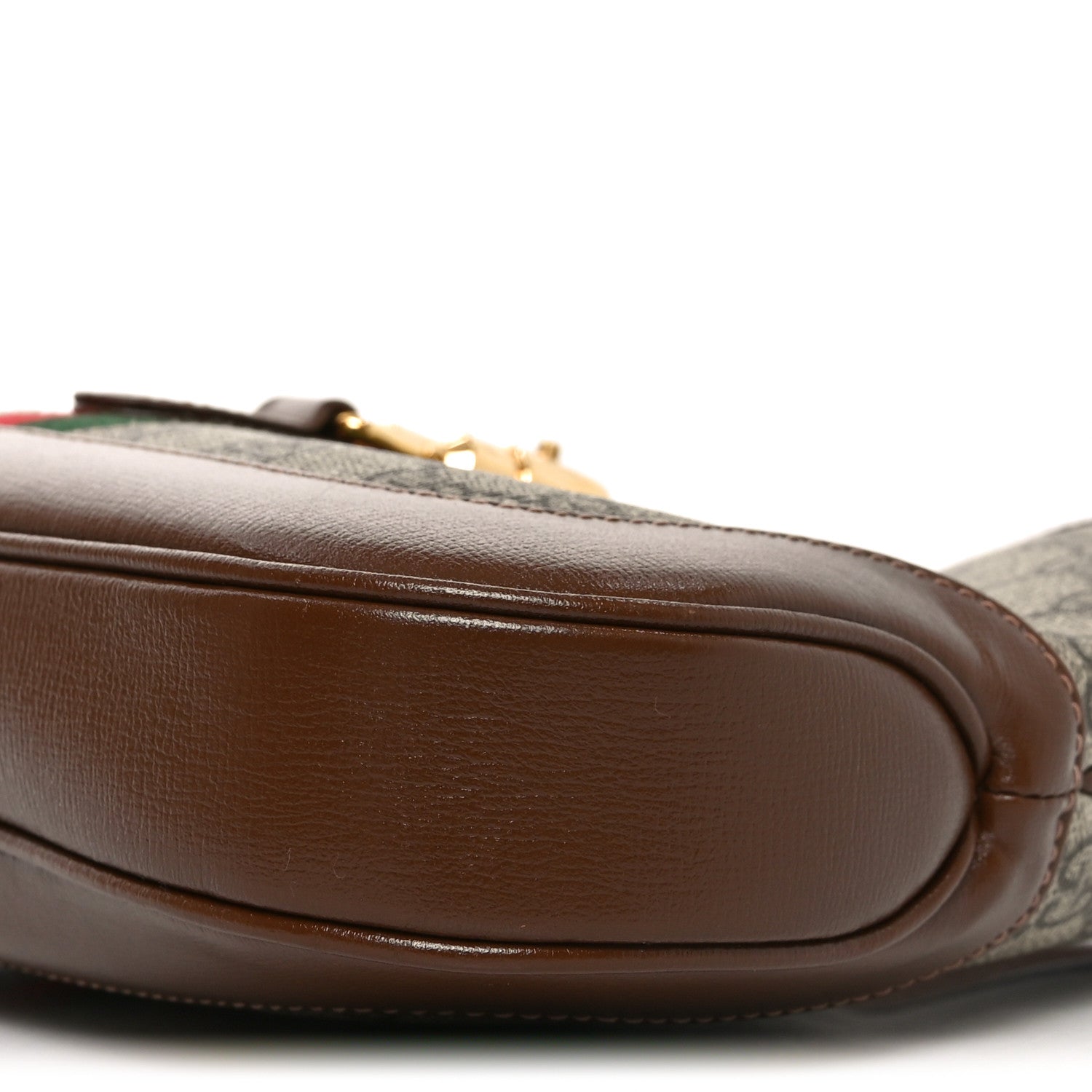 GG Supreme Monogram Azalea Calfskin Web Small Jackie 1961 Hobo Beige Ebony Brown Sugar