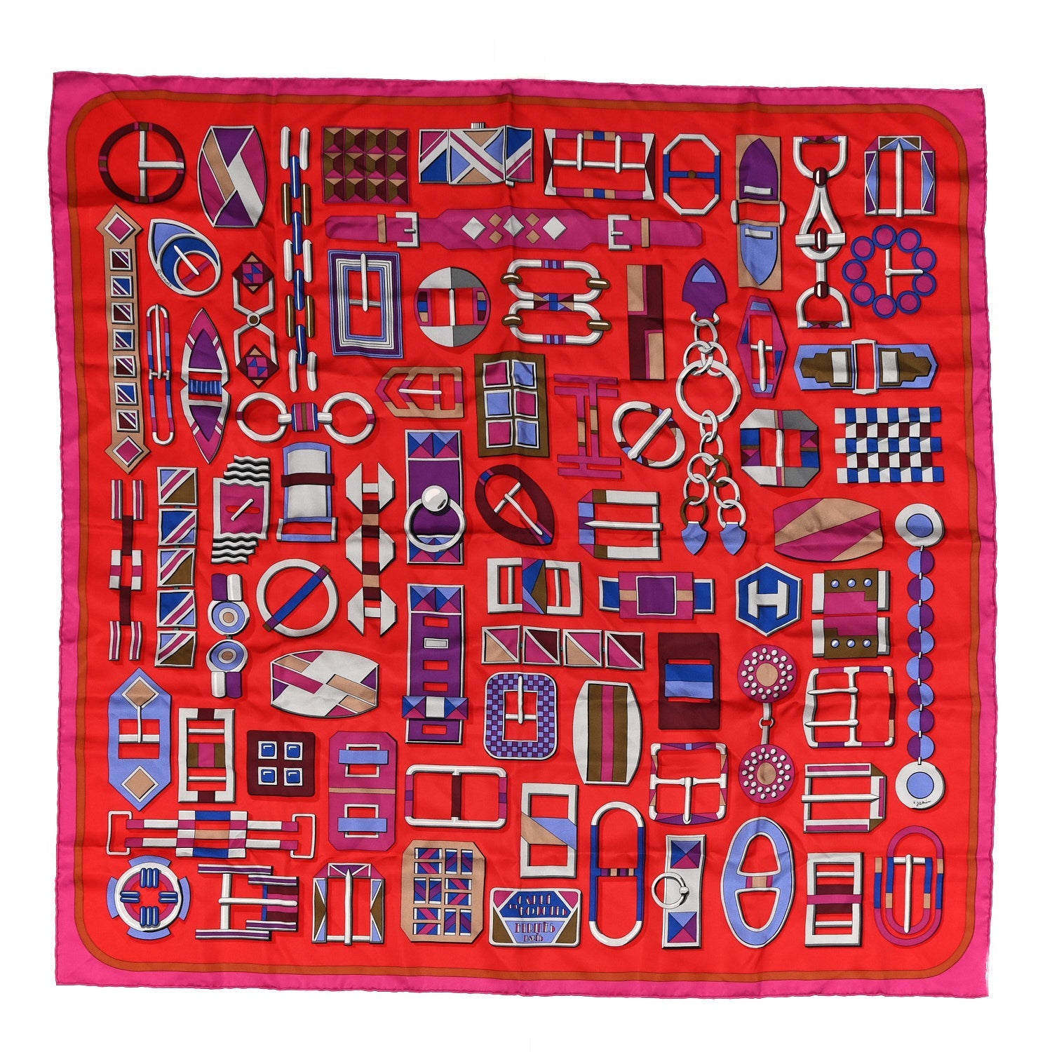 Silk Carre En Boucles Scarf 90 Rouge Fuchsia Violet