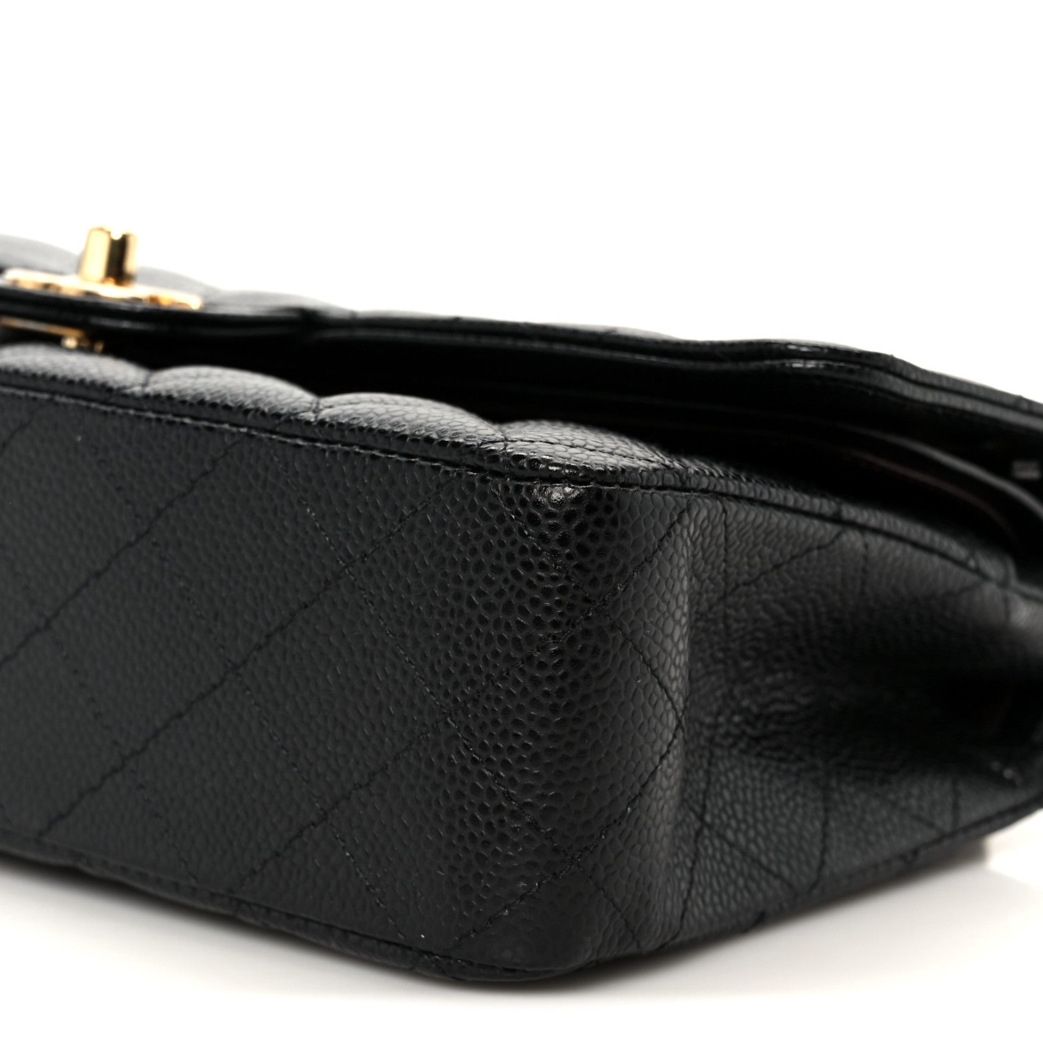 Caviar Quilted Medium Double Flap Black