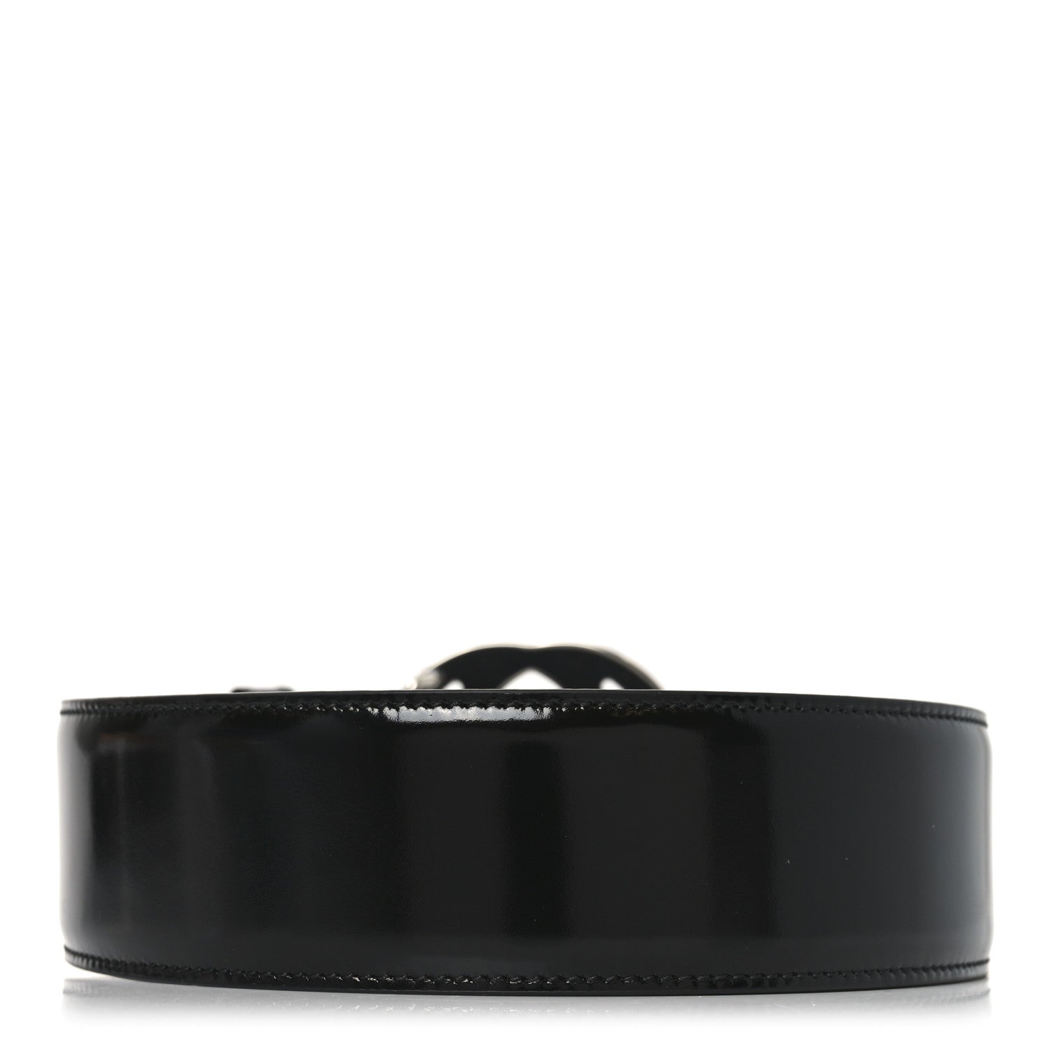 Glass Calfskin Interlocking G Belt 95 38  Black