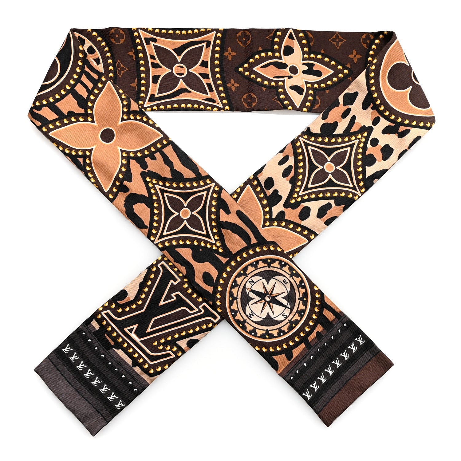 Silk Monogram LV World Bandeau Brown