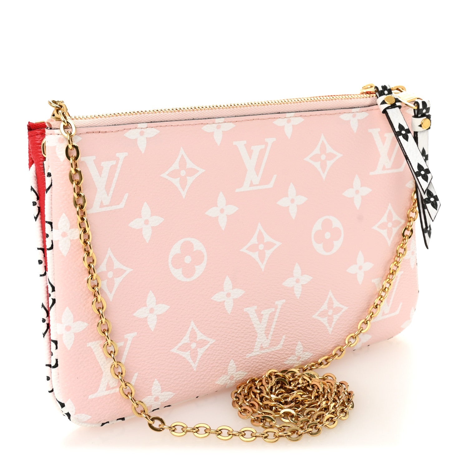 Monogram Giant Double Zip Pochette Rouge