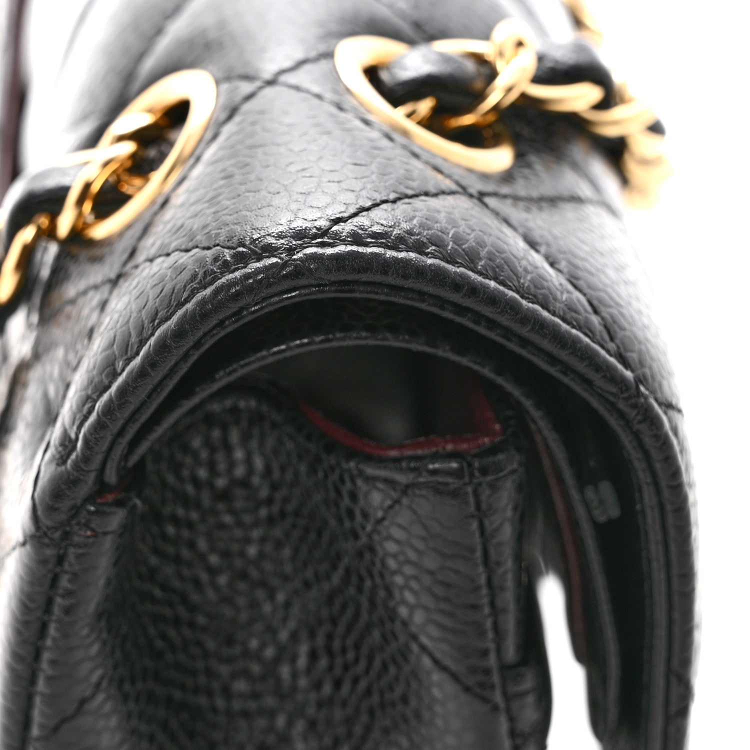 Caviar Quilted Medium Double Flap Black