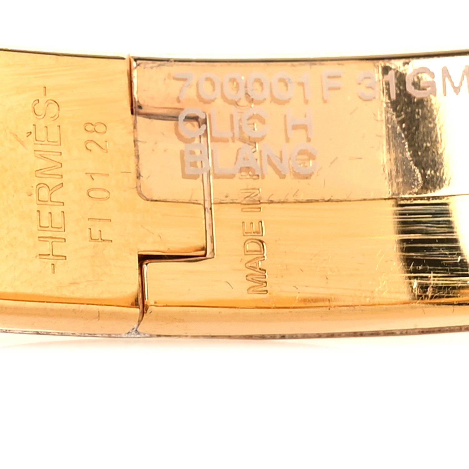 Enamel Narrow Clic Clac H Bracelet GM White