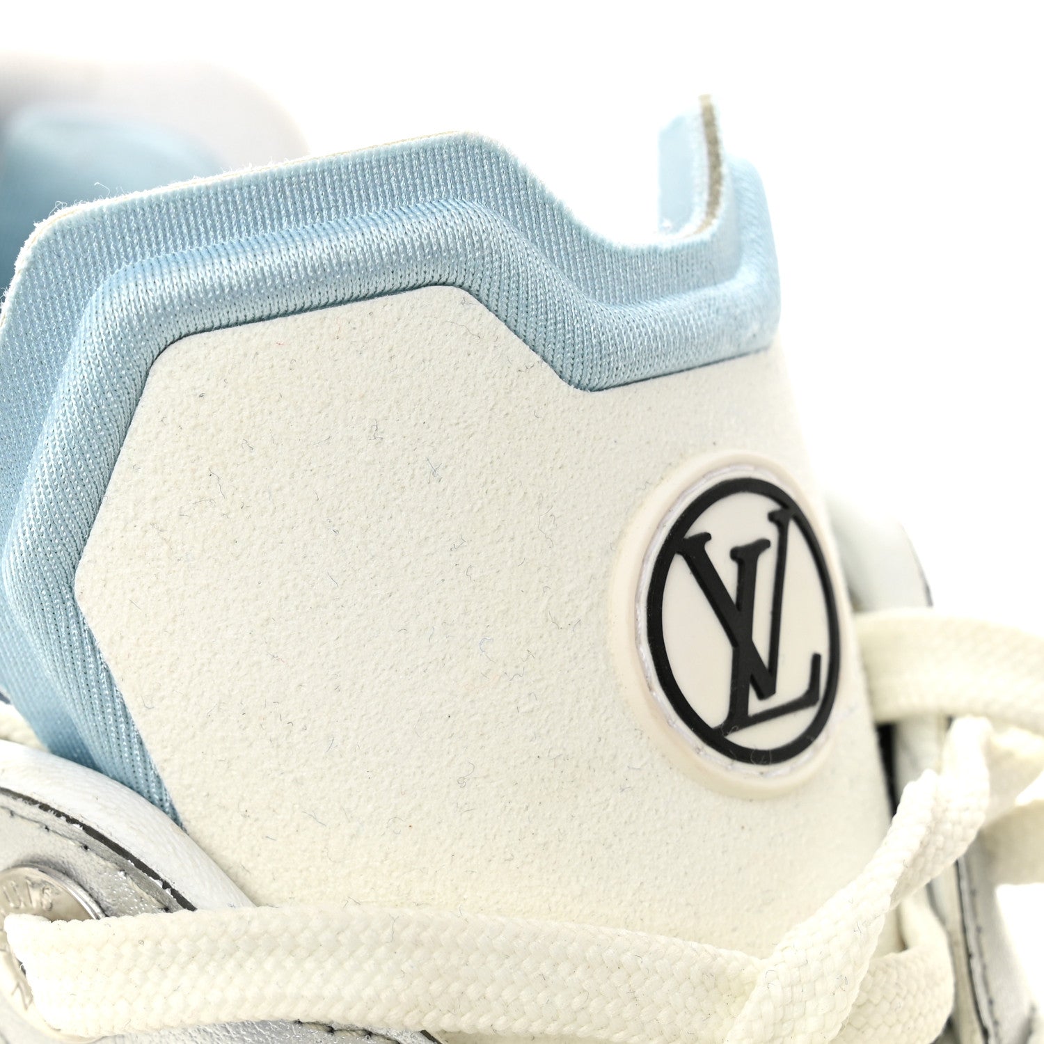 Patent Calfskin Technical Mesh Monogram Run 55 Sneakers 37 Bleu Clair
