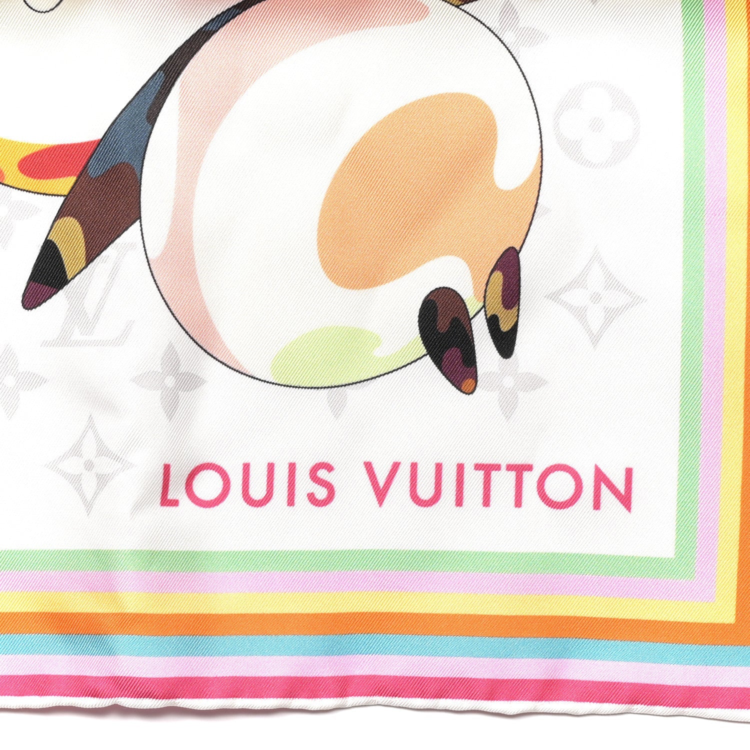 LV X TM Silk Monogram Superflat Characters Square Scarf 70 White