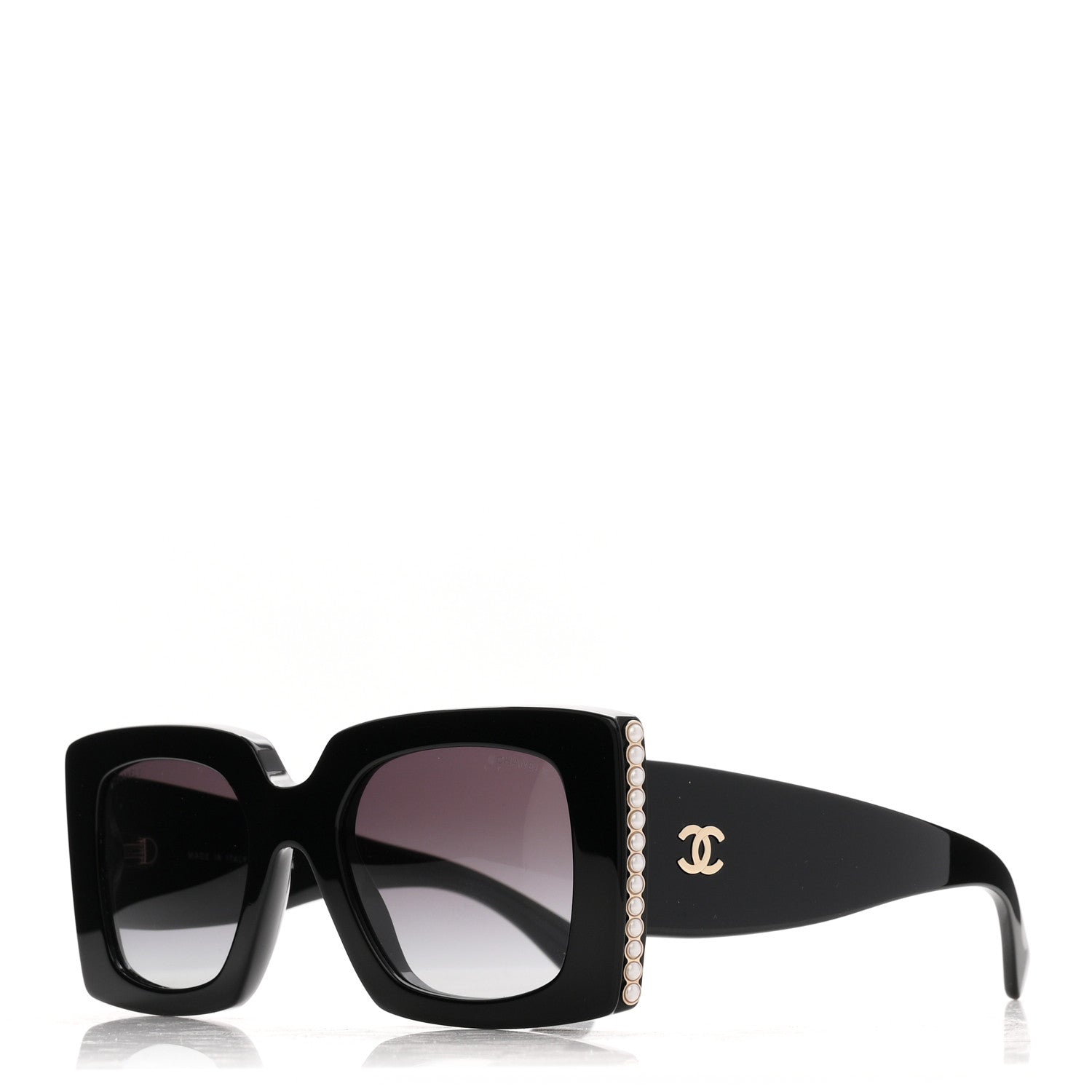 Acetate Pearl Rectangle Sunglasses 5480-H Black