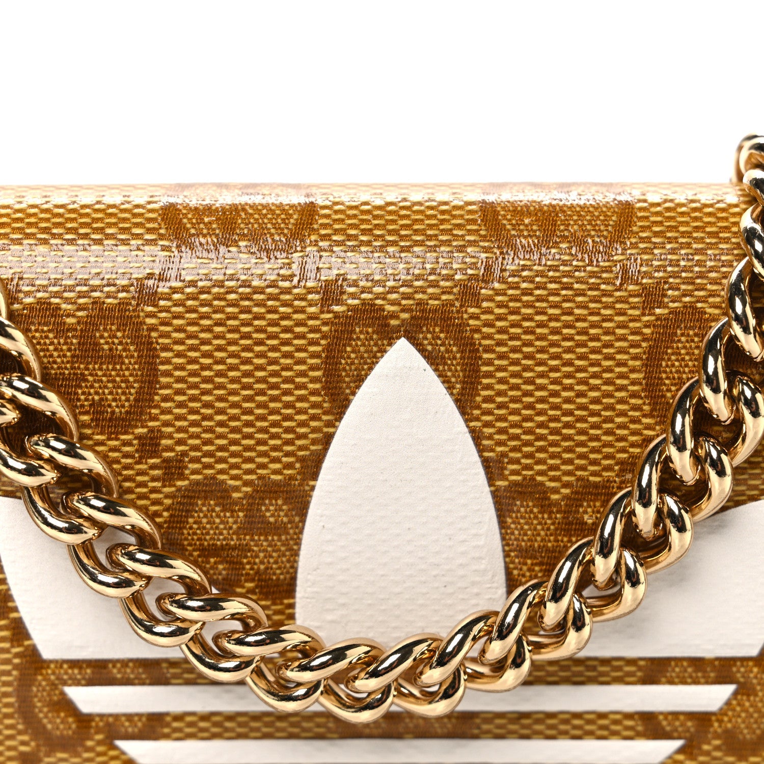 X ADIDAS Monogram Trefoil Embossed Wallet On Chain Brown