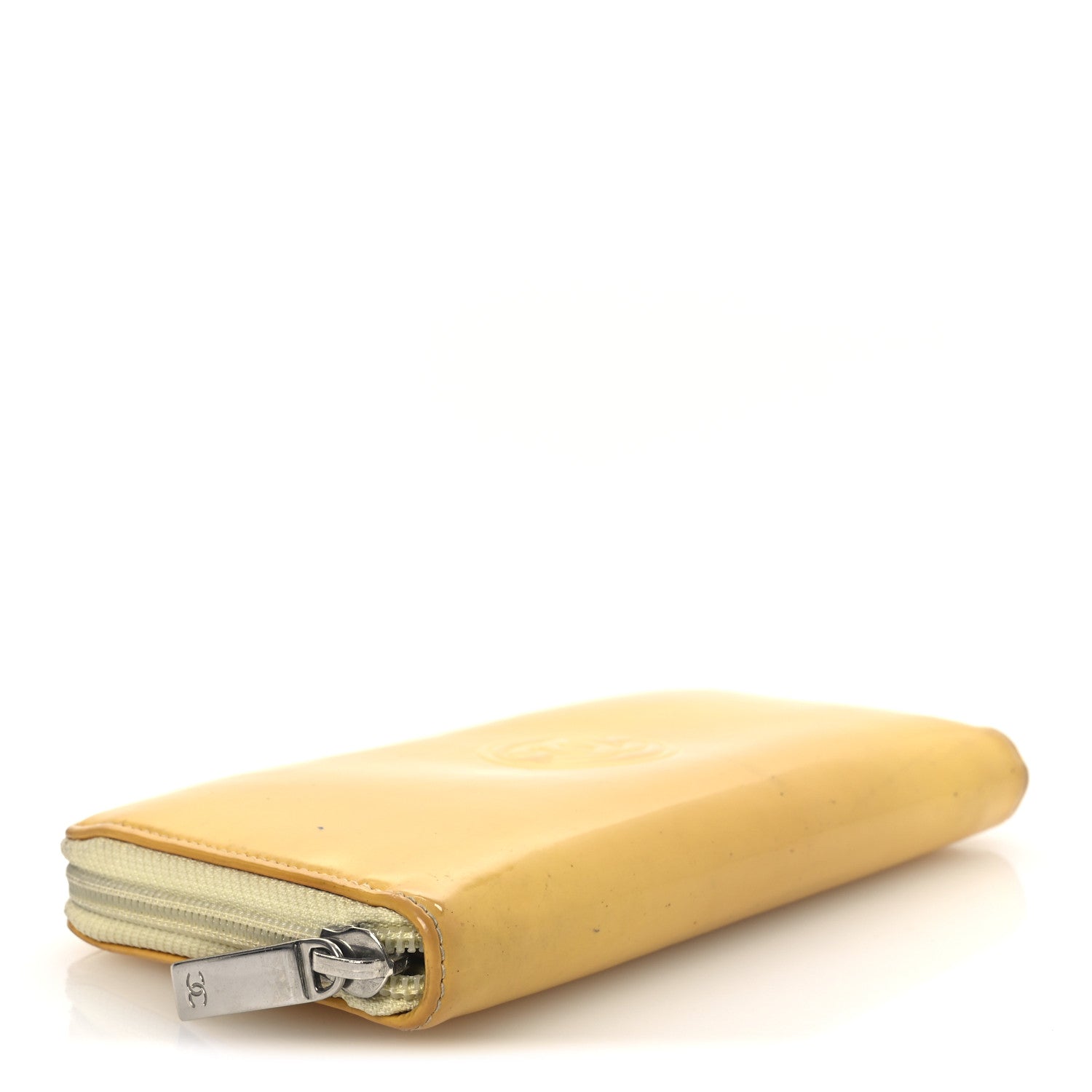 Patent Large Gusset CC Zip Wallet Yellow