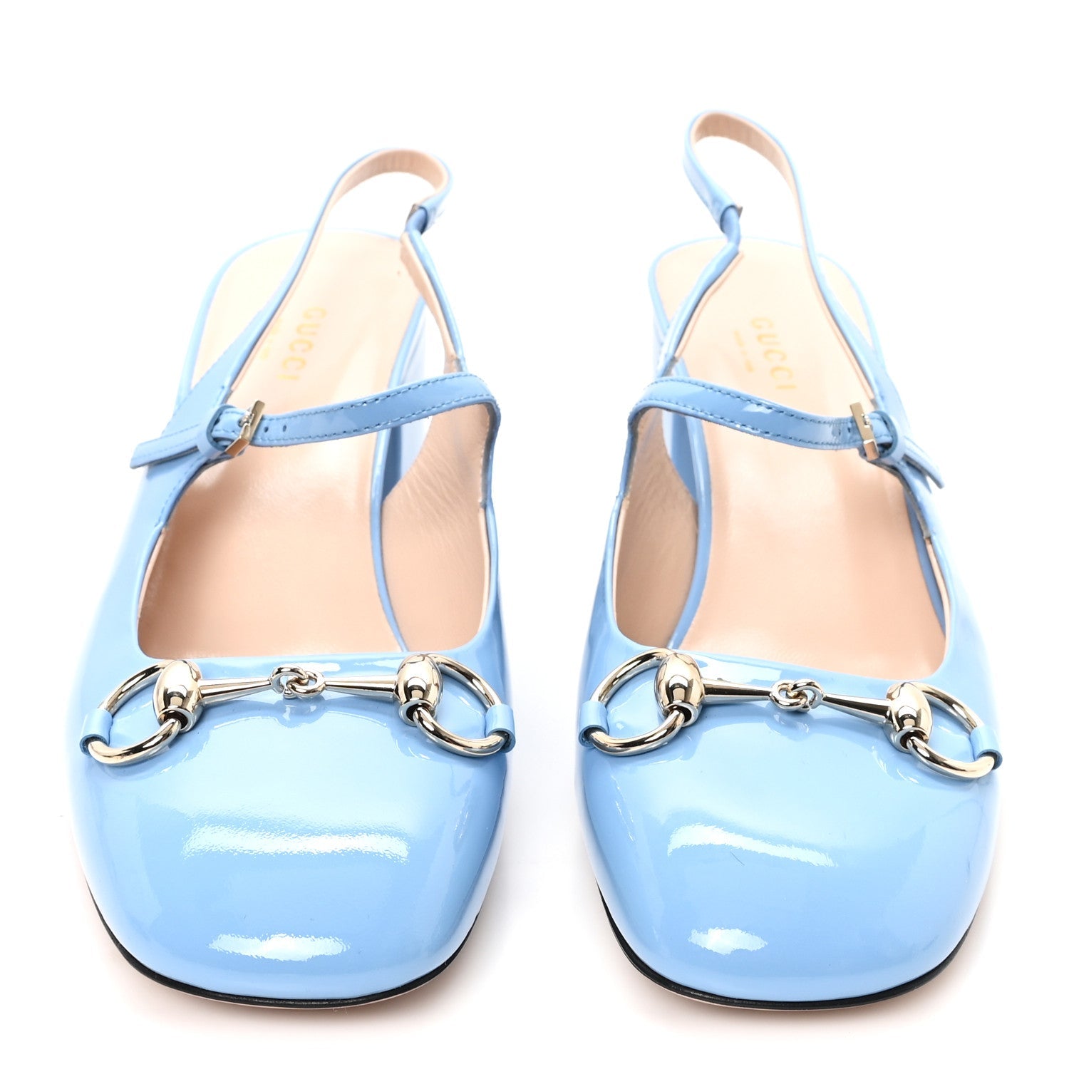Vernice Crystal Horsebit Charlotte 42mm Slingback Pumps 37.5 Glacial Blue