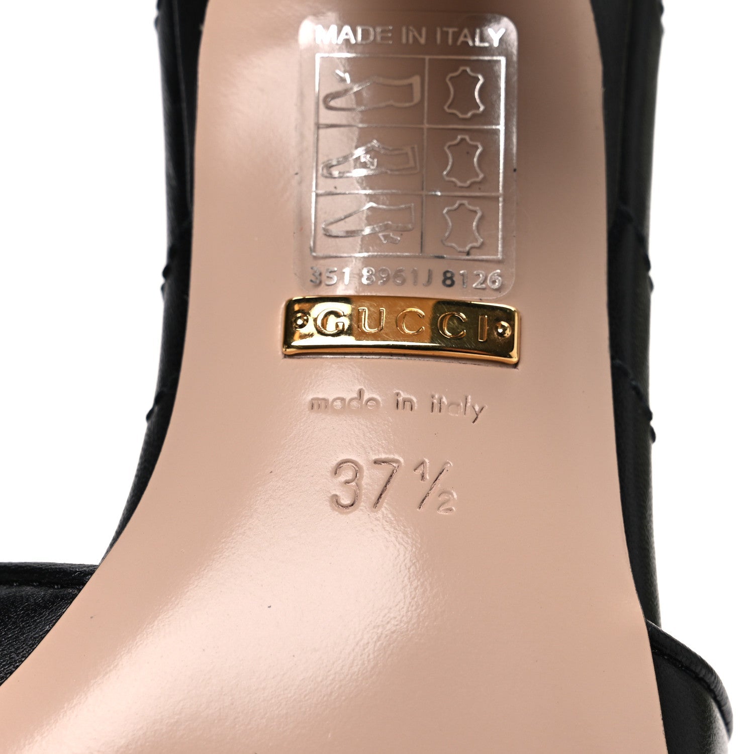 Nappa Matelasse Monochrome GG Marmont 75mm Slide Sandals 37.5 Black