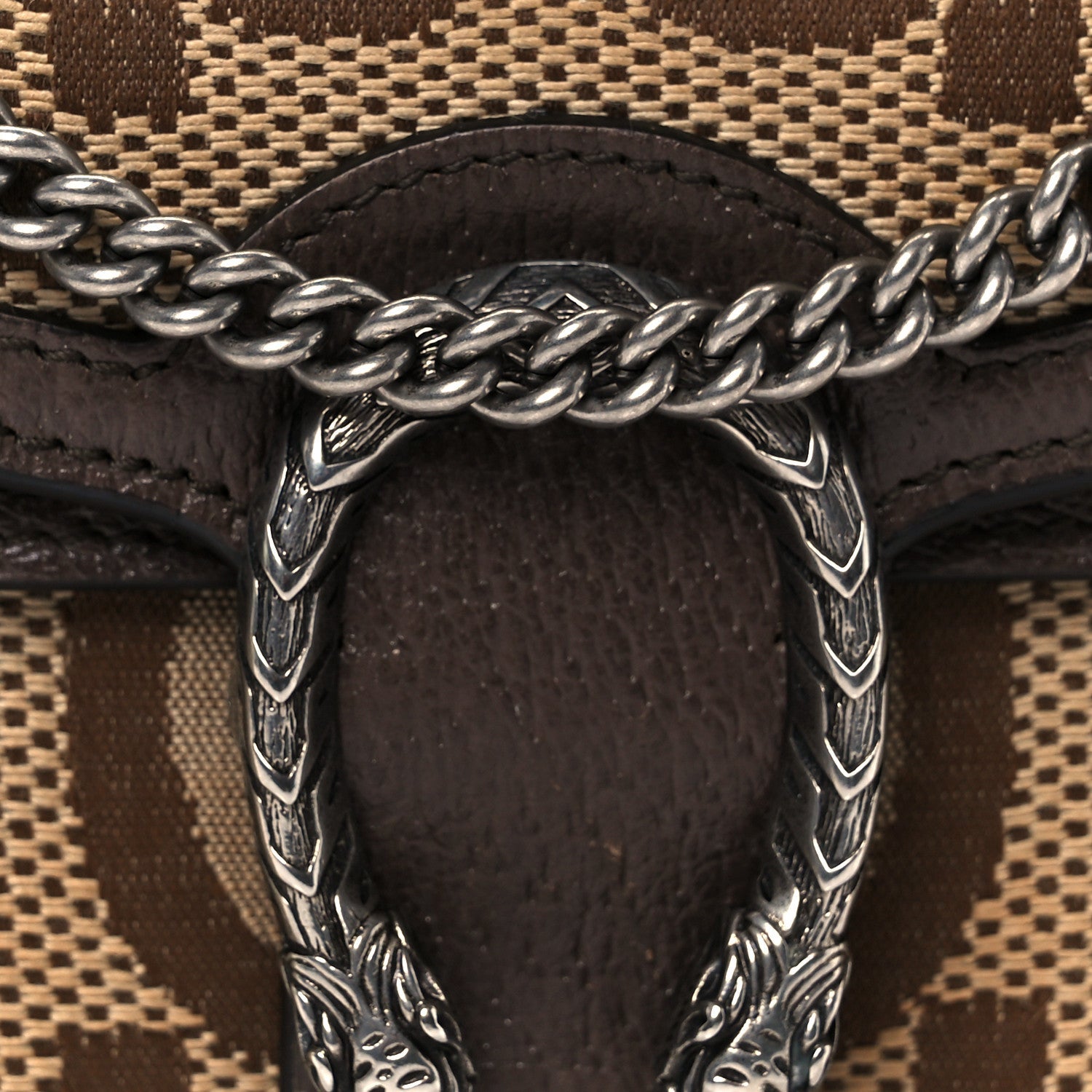 Monogram Jumbo GG Textured Dollar Calfskin Super Mini Dionysus Shoulder Bag Camel Ebony New Acero