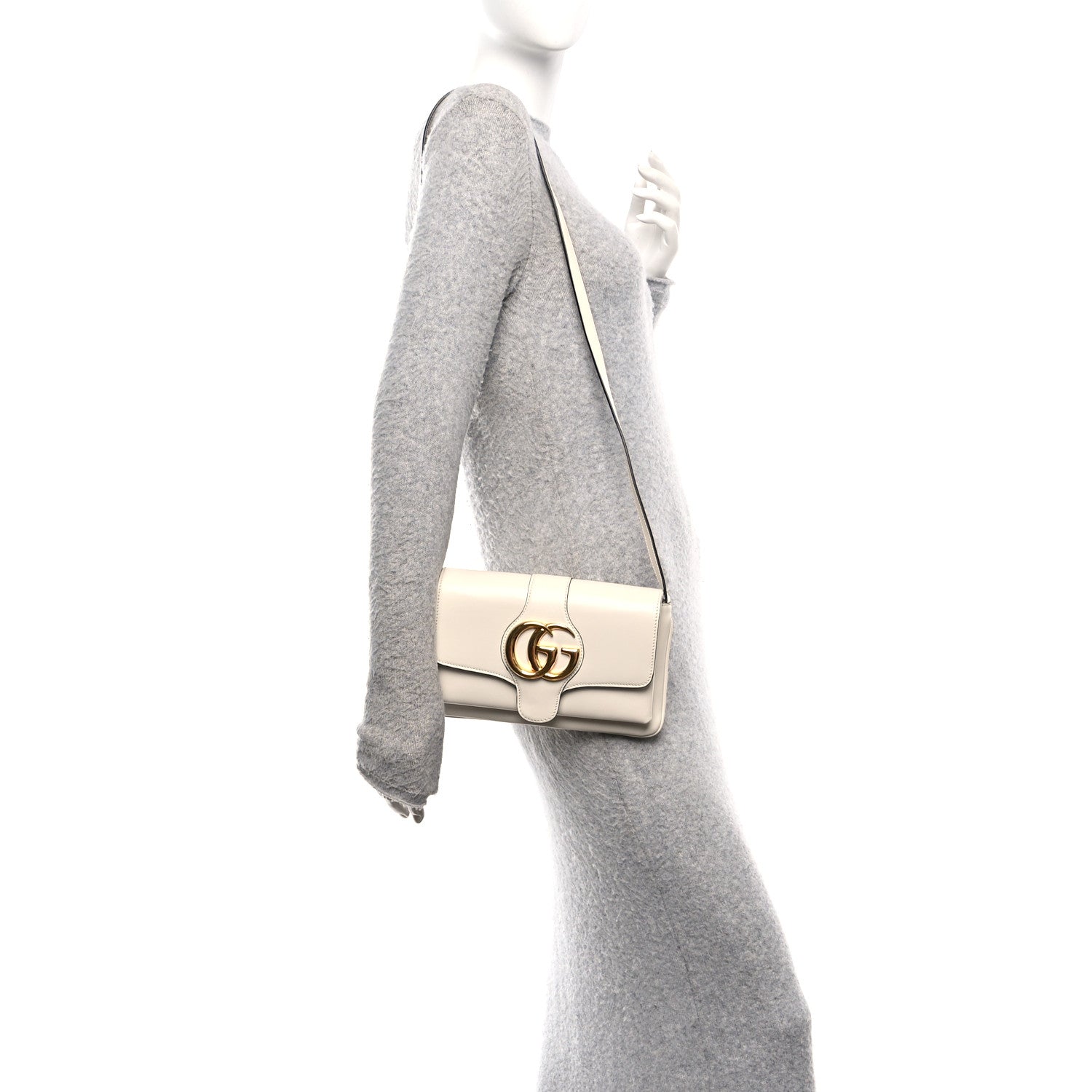 Calfskin Small Arli Flap Shoulder Bag Mystic White