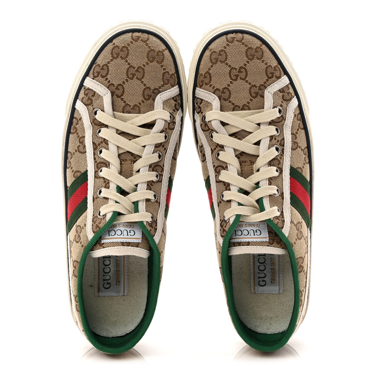 GG Monogram Web Womens 1977 Tennis Sneakers 41 Beige Ebony Mystic White
