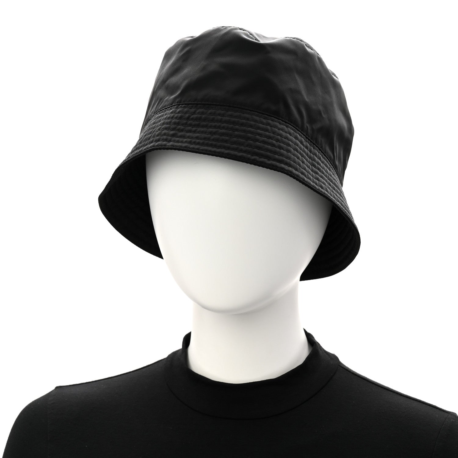 Re-Nylon Metal Triangle Logo Mens Bucket Hat XL Black