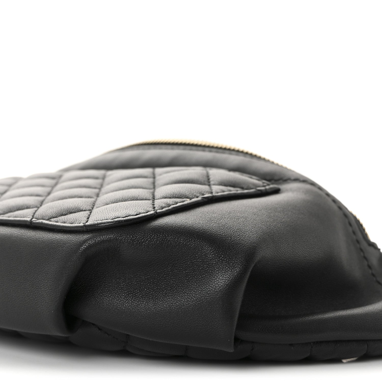 Lambskin Quilted Waist Bag Fanny Pack Black