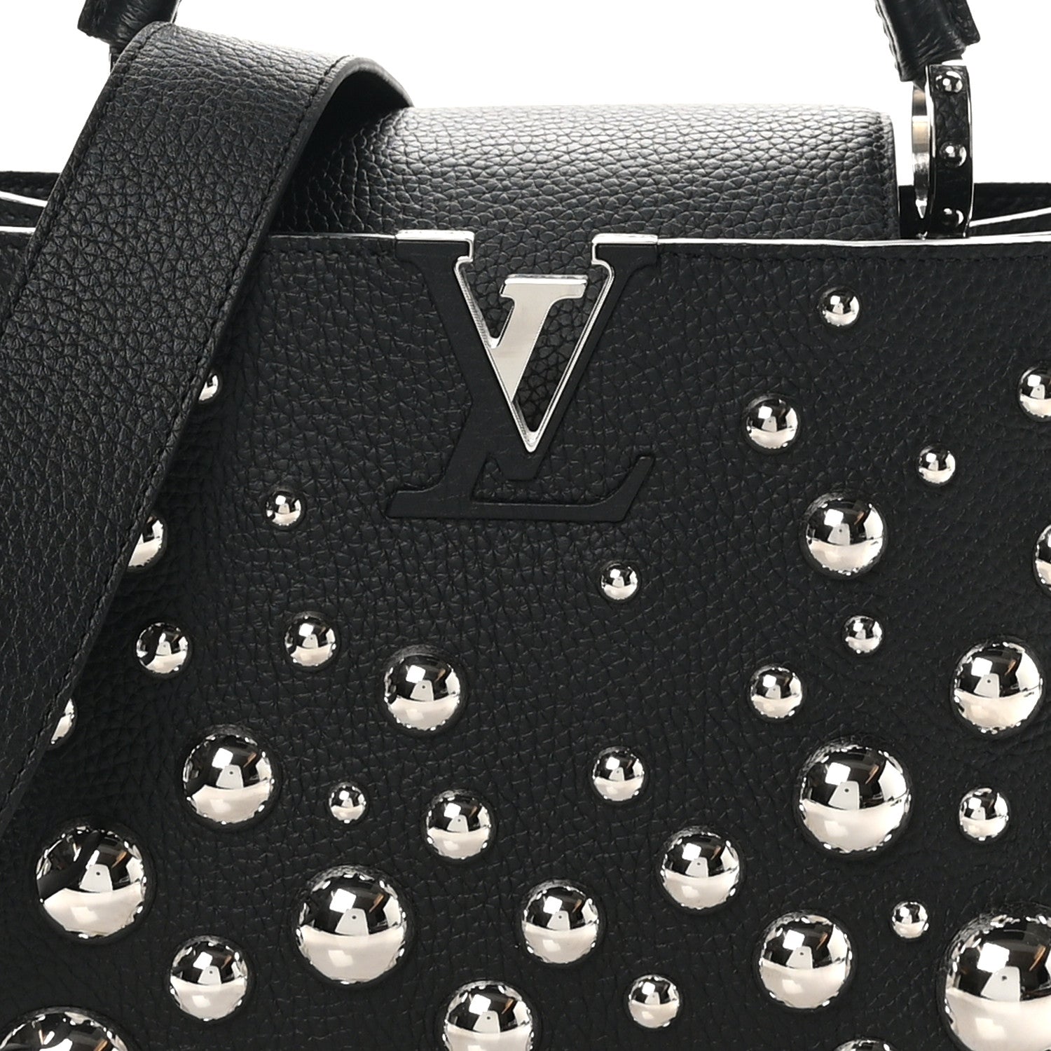 LV X YK Taurillon Brass Metal Dots Capucine MM Black