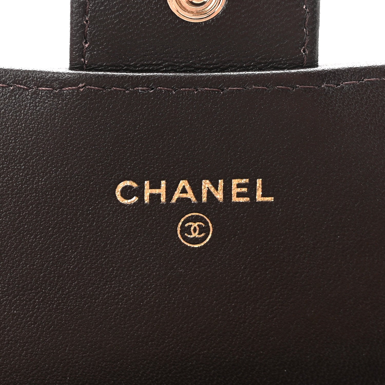 Lambskin Quilted Large Gusset Flap Wallet Dark Brown