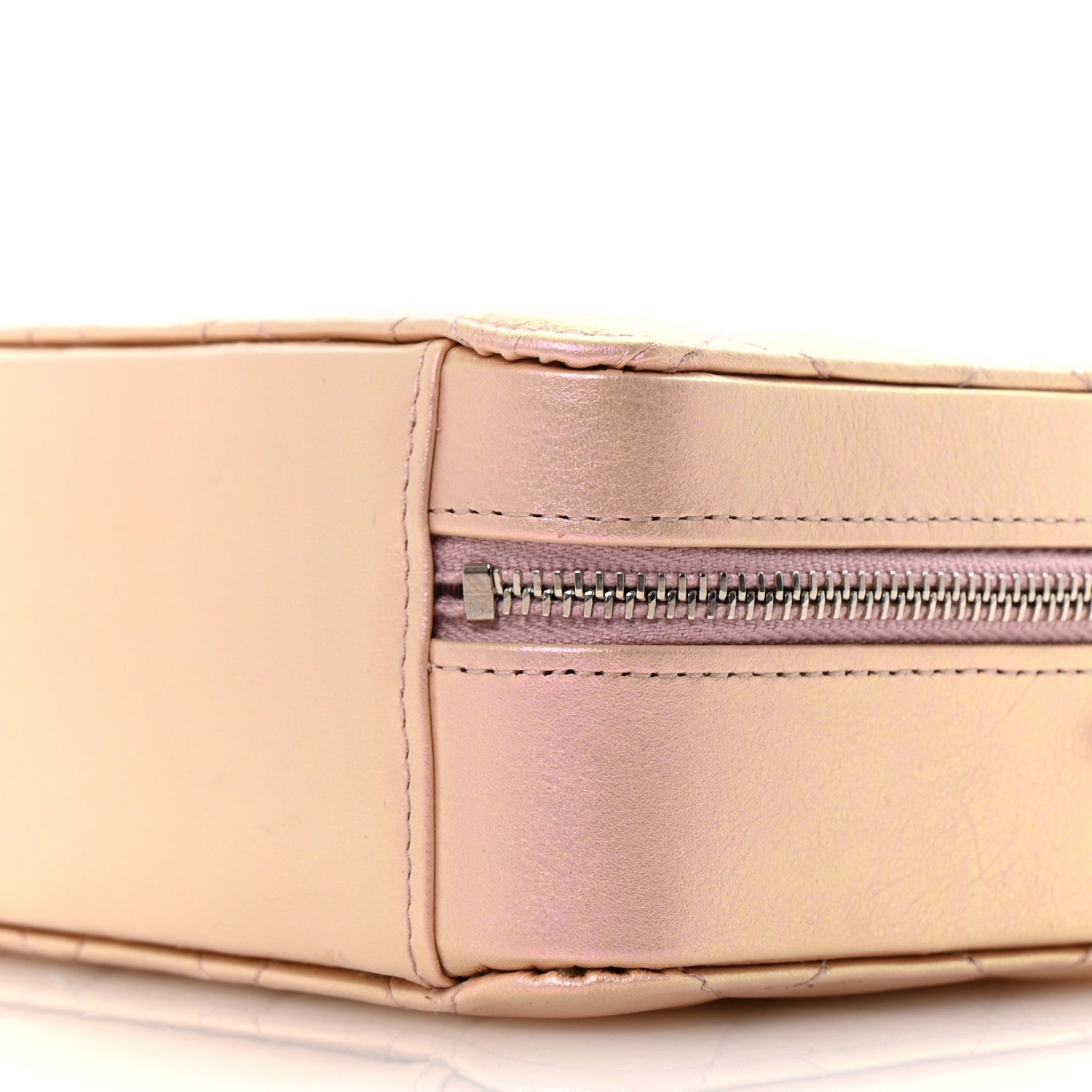 Iridescent Calfskin Quilted Camera Bag Pink