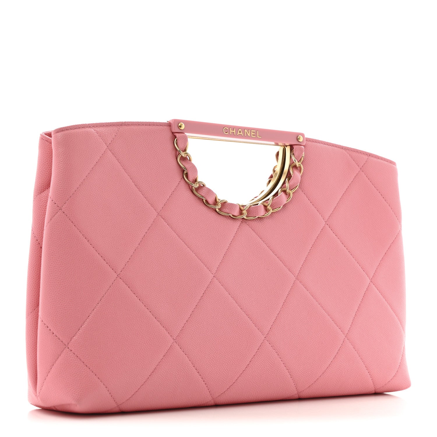Caviar Quilted A Real Catch Clutch Pink