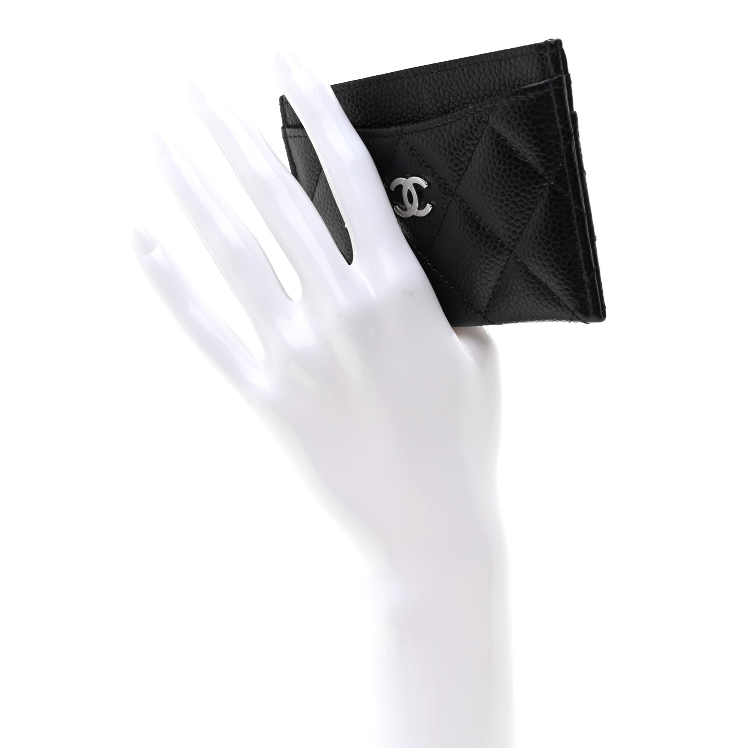 Caviar Quilted Card Holder Black