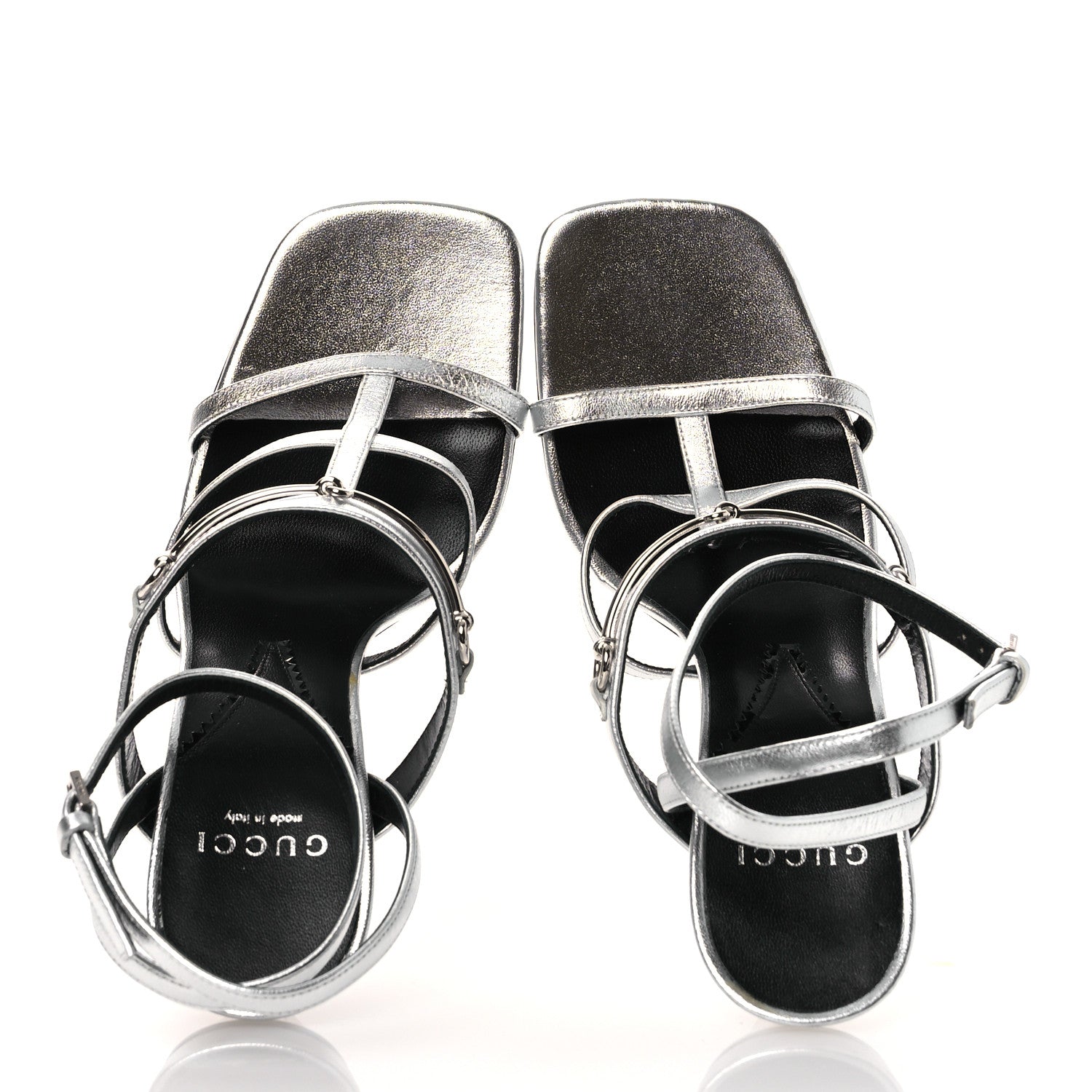 Nappa Silk High Heel Sandals 37.5 Argento