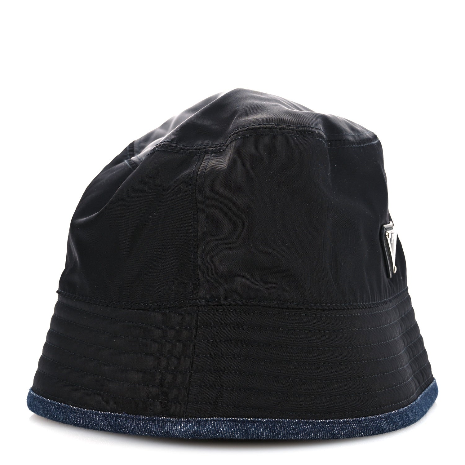 Nylon Denim Metal Triangle Logo Bucket Hat S Black