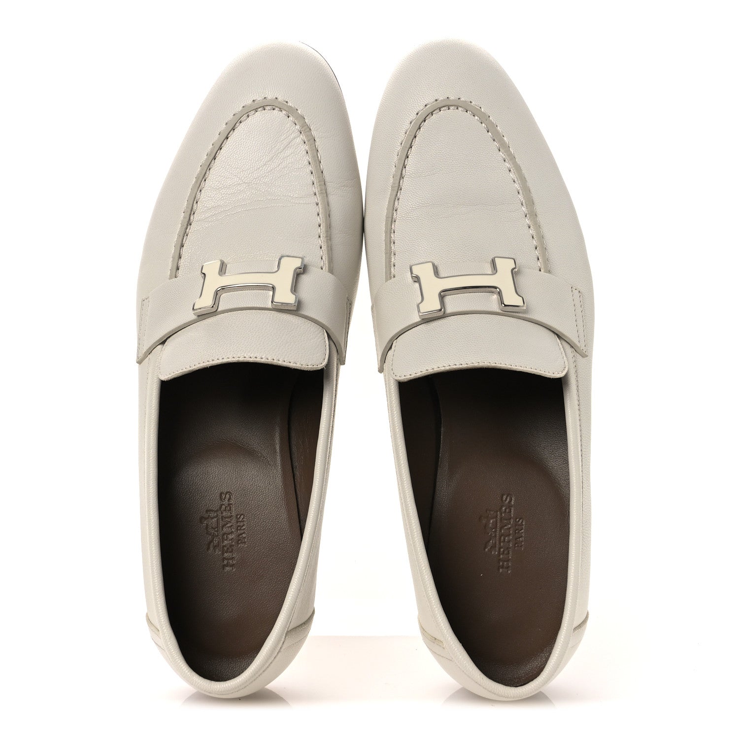 Calfskin Womens Paris Loafers 37 White