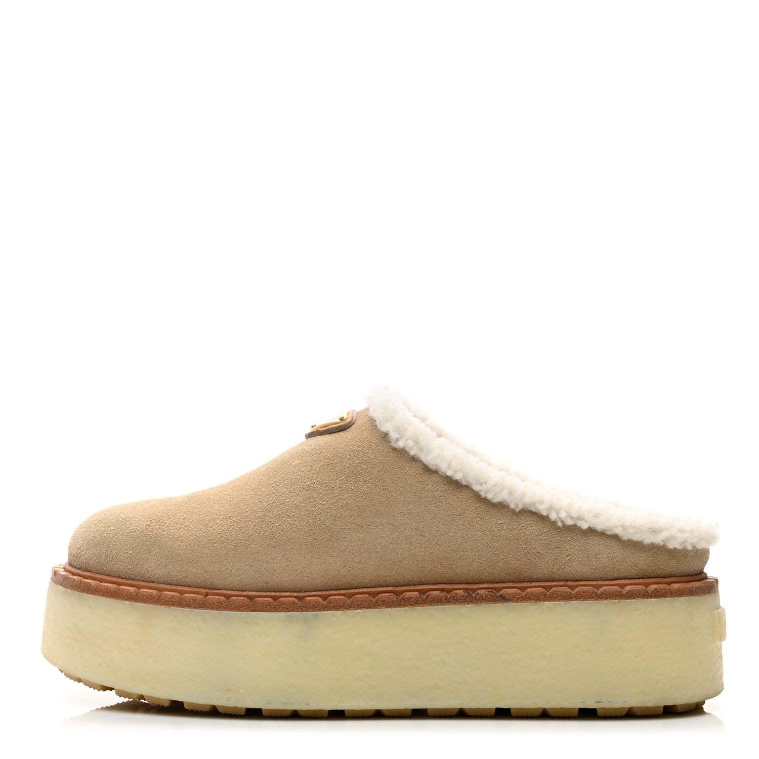 Shearling Suede Scamosciato Evolve Mules 36.5 Ecru