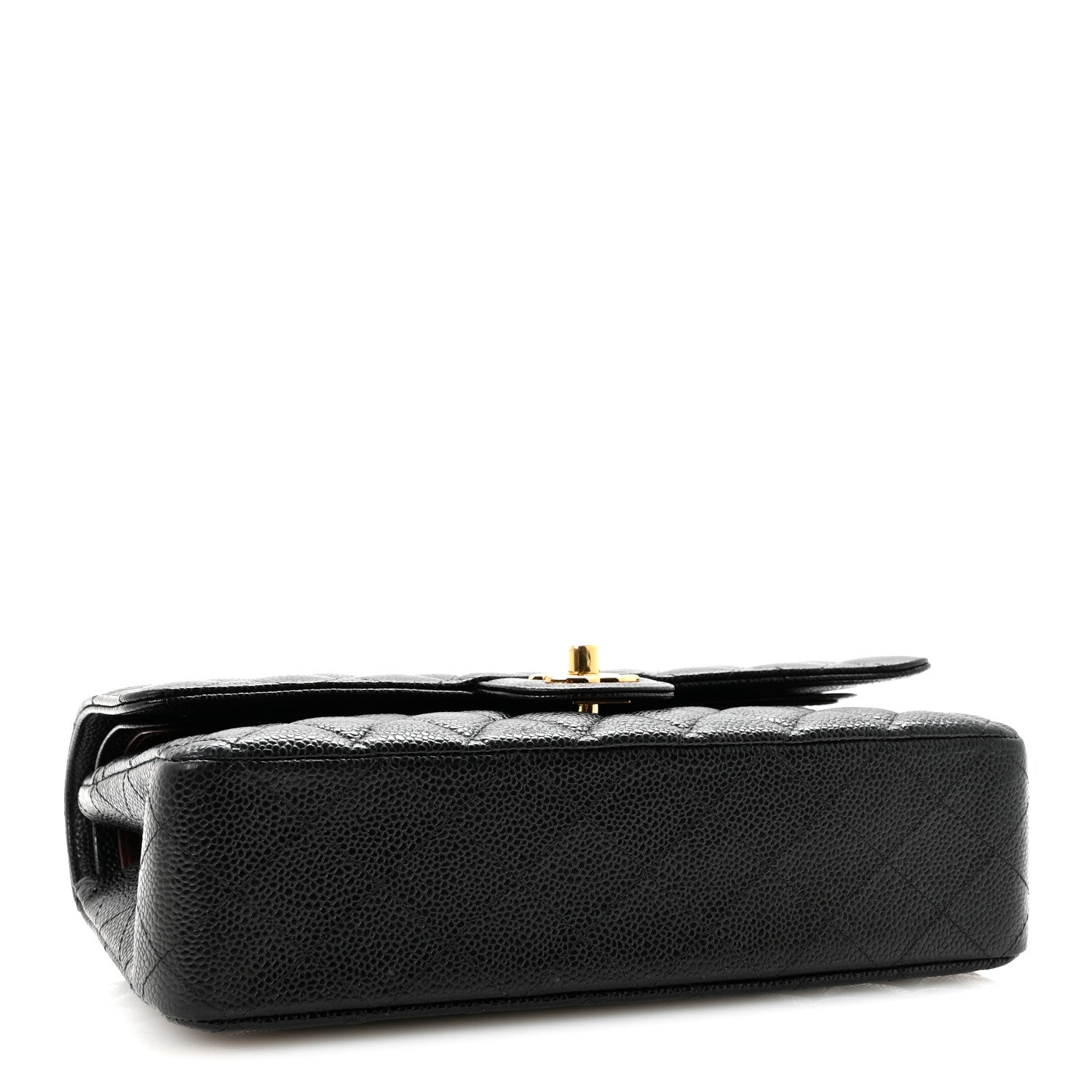 Caviar Quilted Medium Double Flap Black