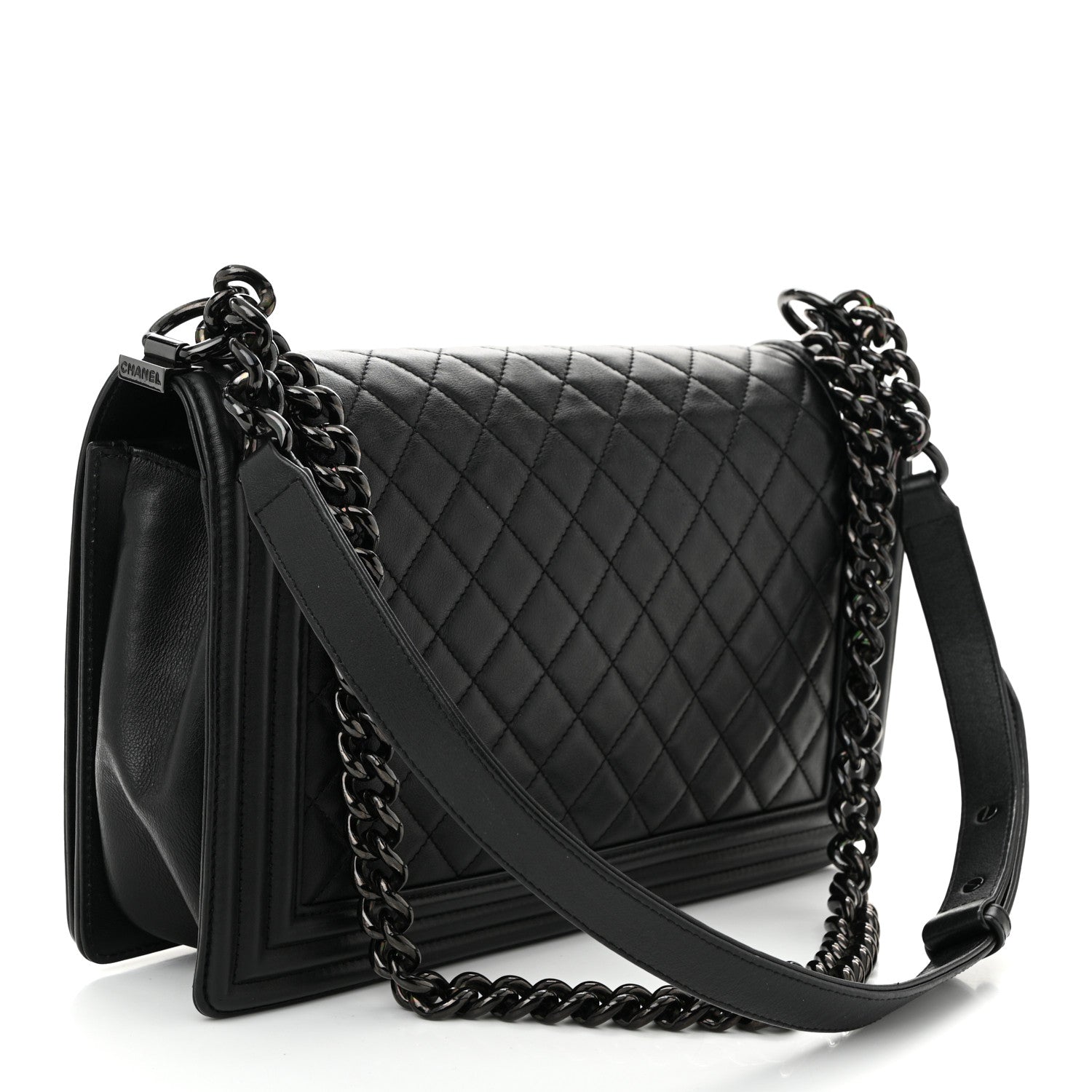 Calfskin Quilted New Medium Boy Flap So Black