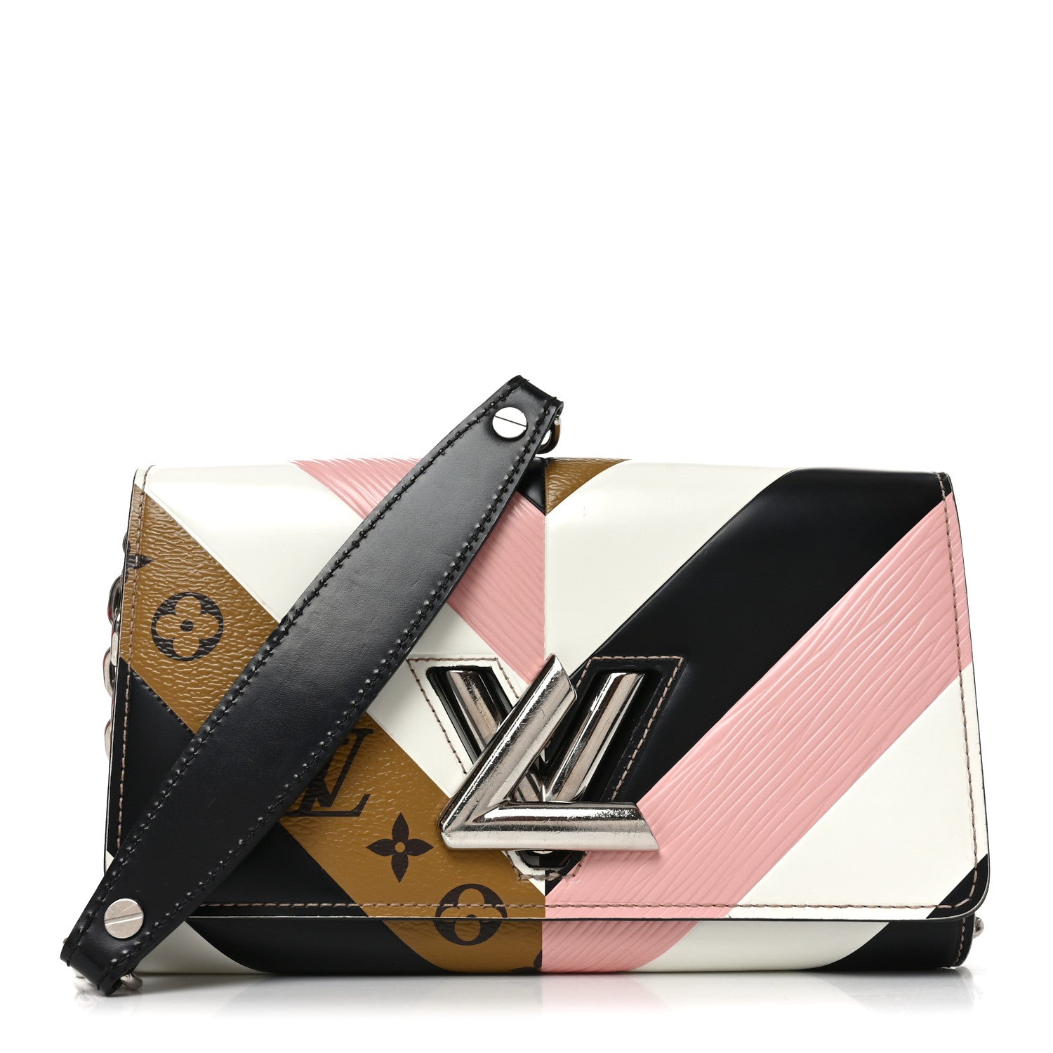 Epi Reverse Monogram Twist Chain Wallet Rose Ballerine