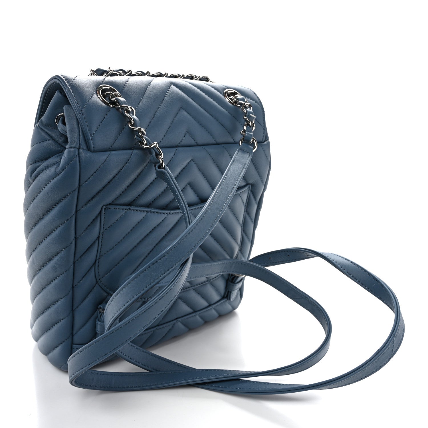 Calfskin Chevron Quilted Small Urban Spirit Backpack Blue