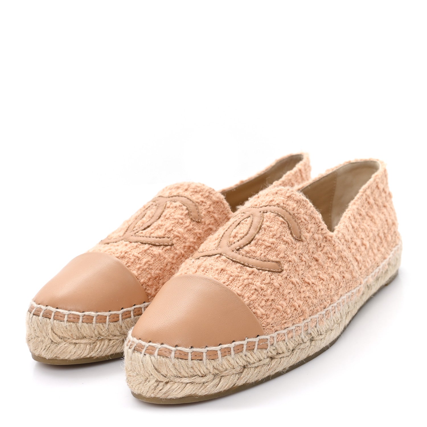 Tweed Lambskin CC Espadrilles 40 Dark Beige Light Brown