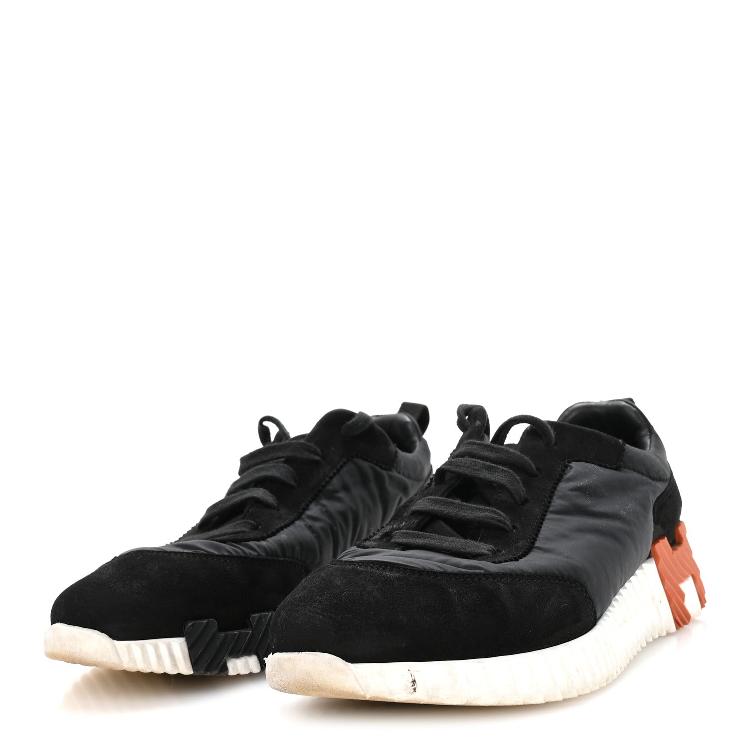Parachute Fabric Suede Goatskin Womens Bouncing Sneakers 38.5 Black