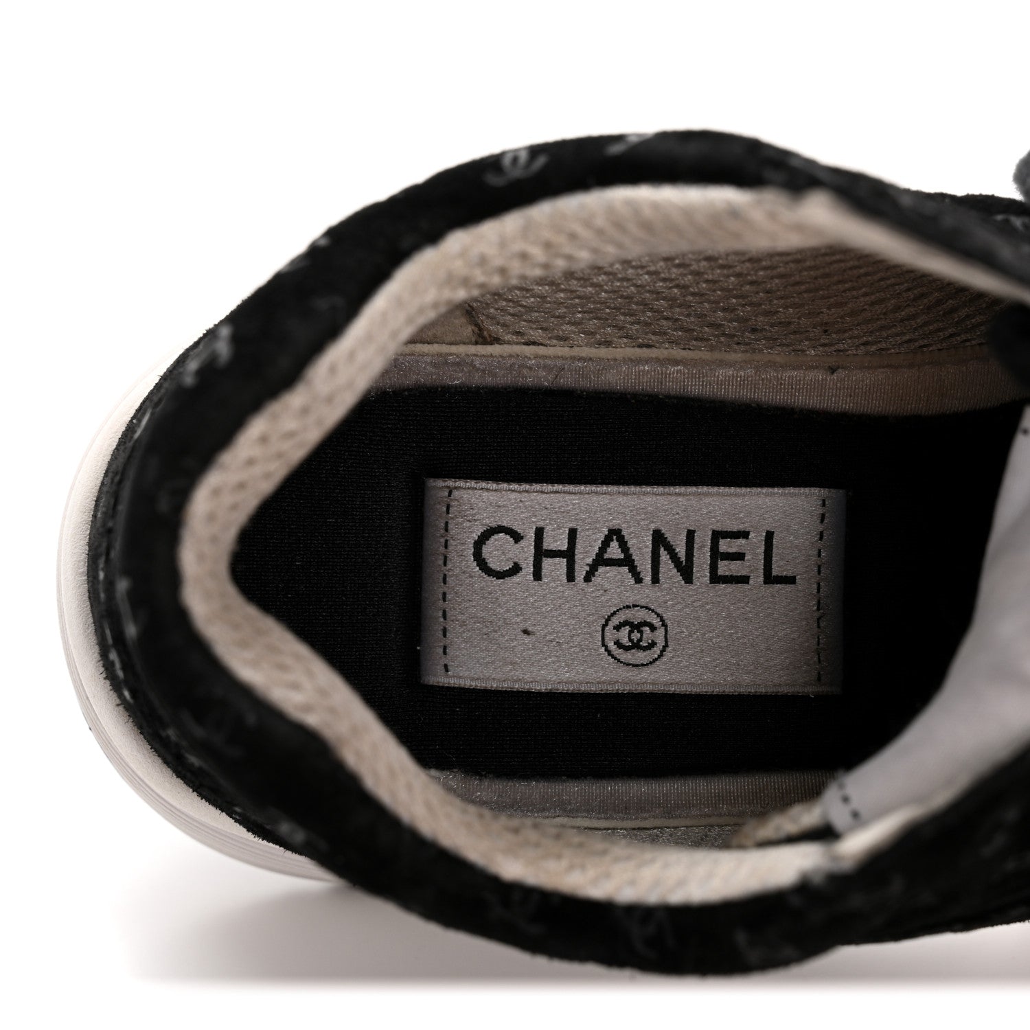 Suede Calfskin Printed CC Sneakers 35 Black