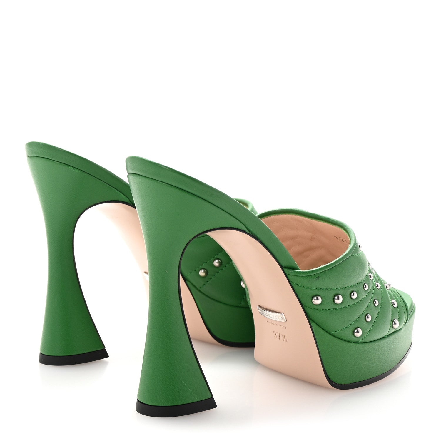 Calfskin Embellished Claire Mules 37.5 Spring Green