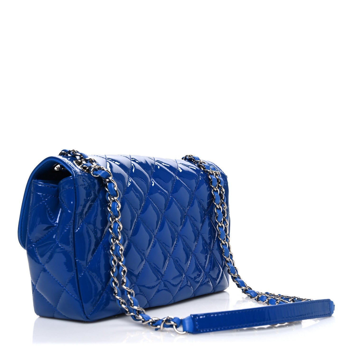 Patent Quilted Large Coco Shine Flap Blue