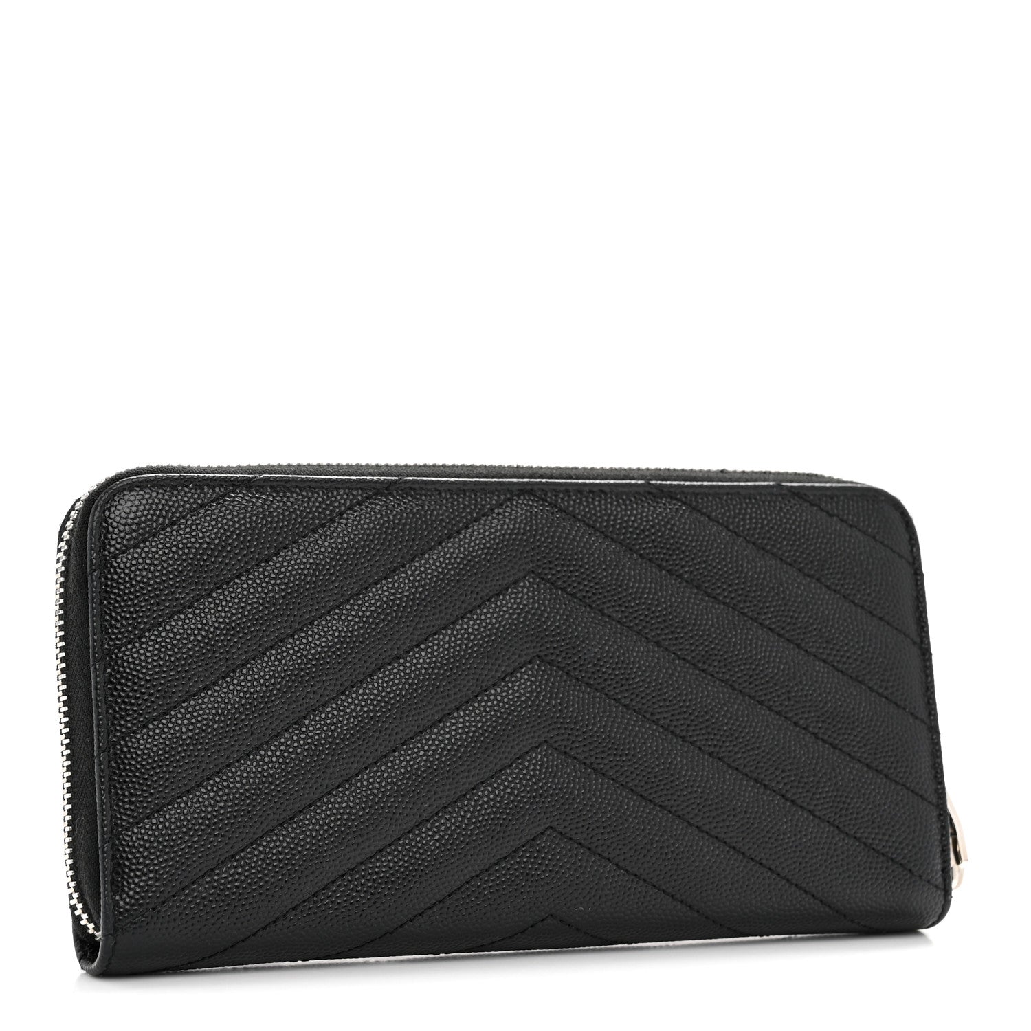 Grain De Poudre Matelasse Chevron Monogram Zip Around Wallet Black