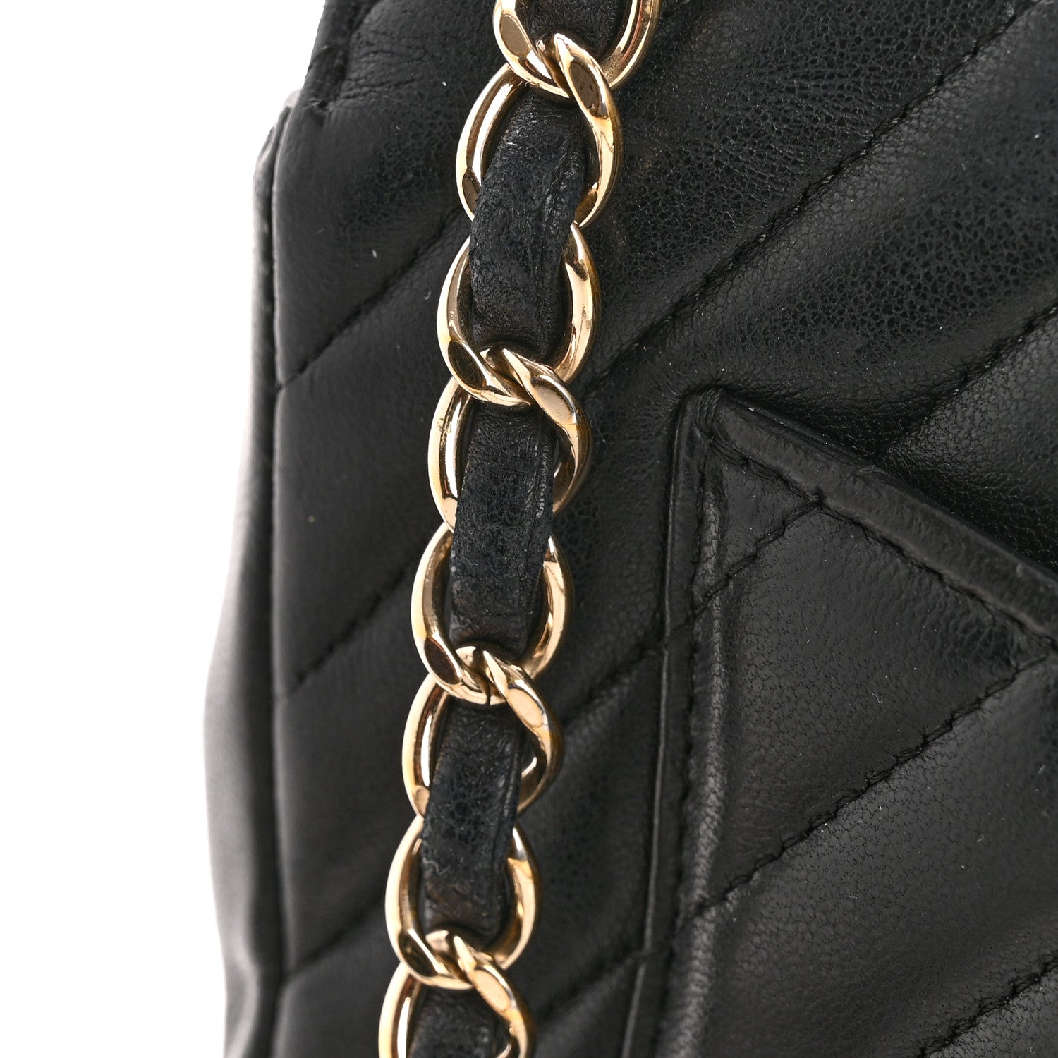 Lambskin Chevron Quilted Mini Rectangular Flap Black